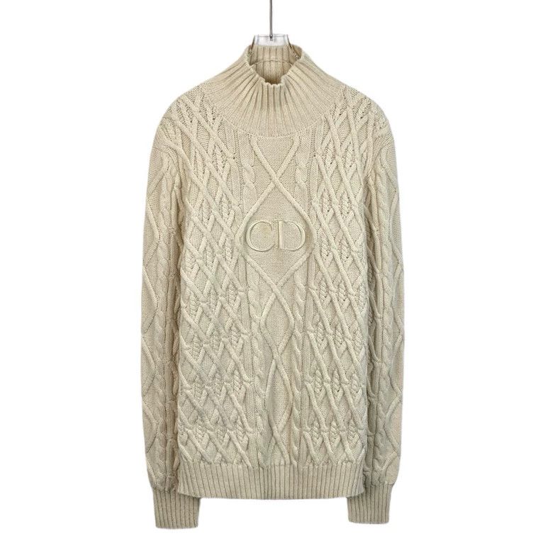 Dior Dior Beige CD letter embroidery cashmere turtleneck long sl Size US XL / EU 56 / 4 - 1 Thumbnail