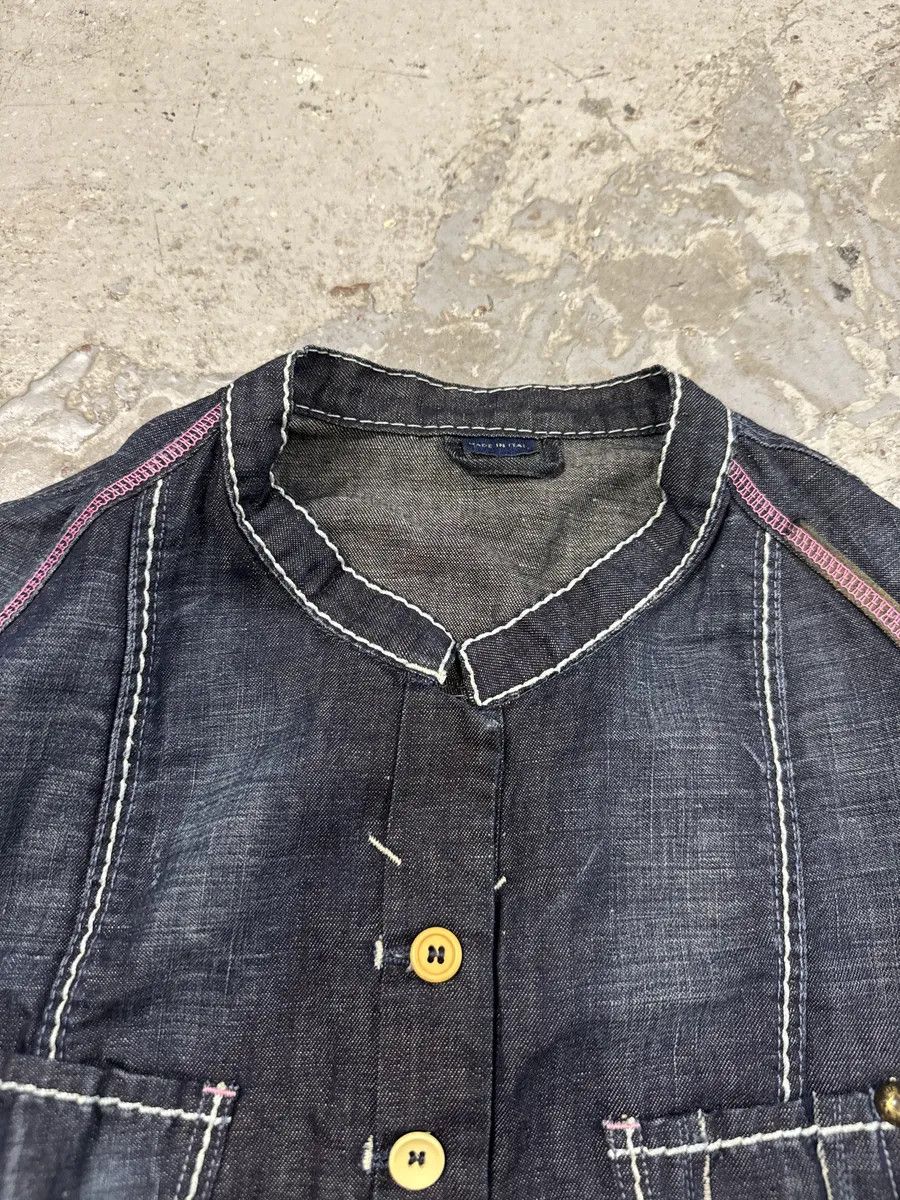 Marithe + Francois Girbaud 2000s Marithé + François Girbaud Navy Denim Distressed Jacket Size M / US 6-8 / IT 42-44 - 6 Thumbnail