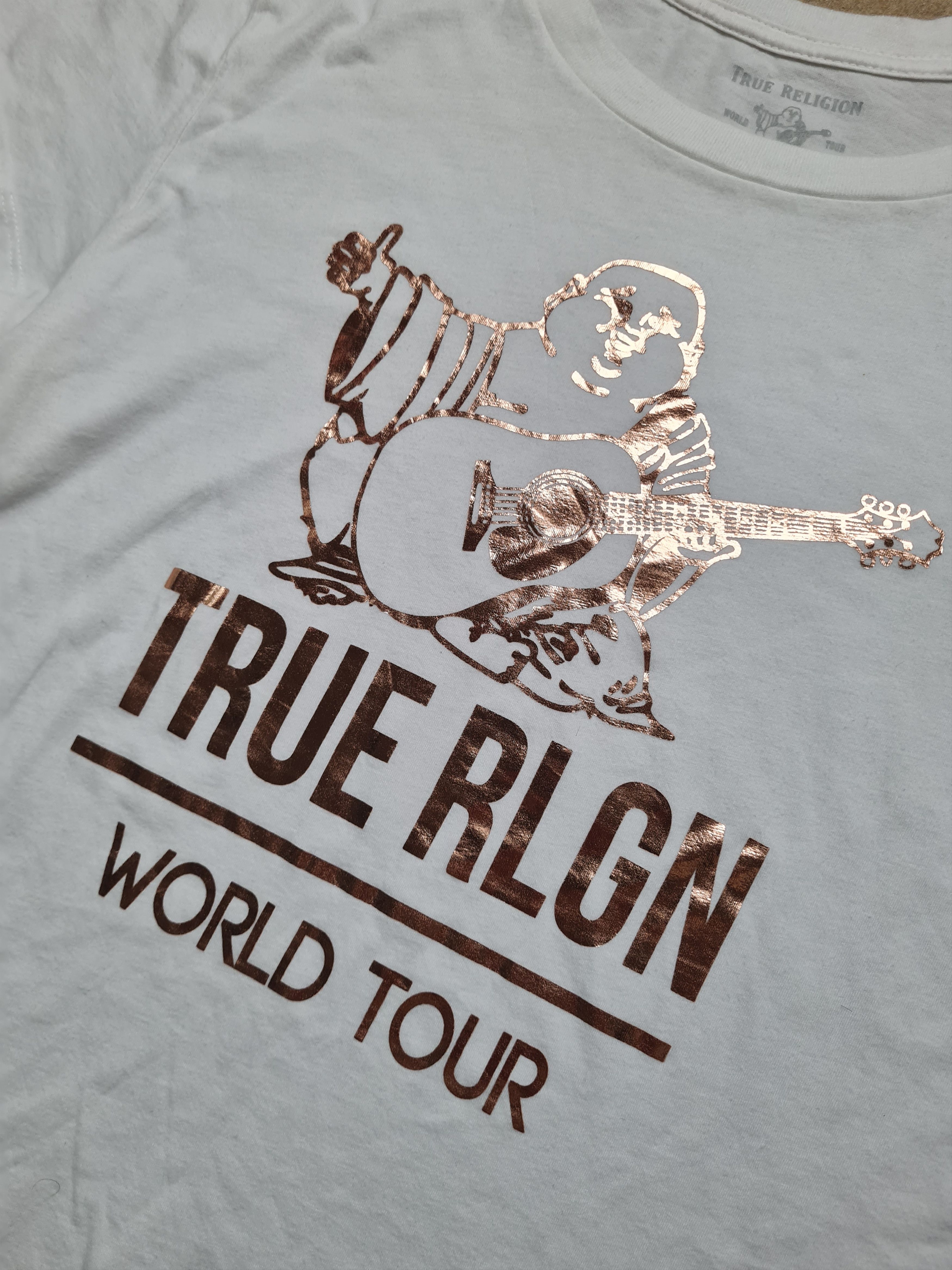 True Religion Womens True Religion White Cotton T-Shirt Crew Neck Logo Size L / US 10 / IT 46 - 14 Thumbnail