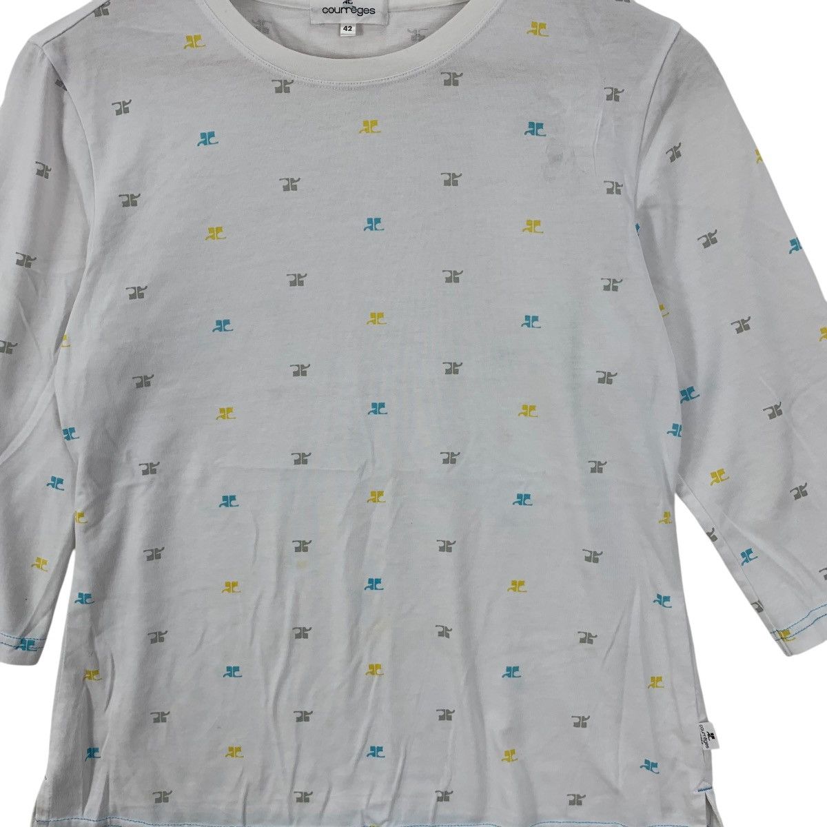 Courreges Vintage COURREGES PARIS MONOGRAM Over Print Tee Shirt Top Size S / US 4 / IT 40 - 3 Thumbnail