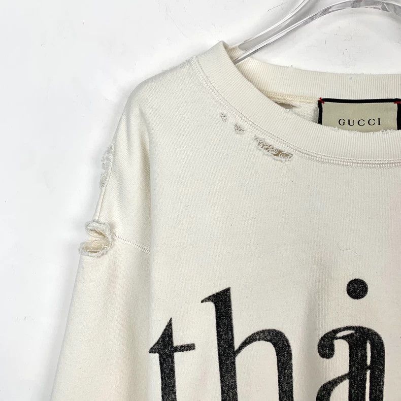 Gucci Gucci Beige letter print round-neck destruction style cotto Size US S / EU 44-46 / 1 - 3 Thumbnail