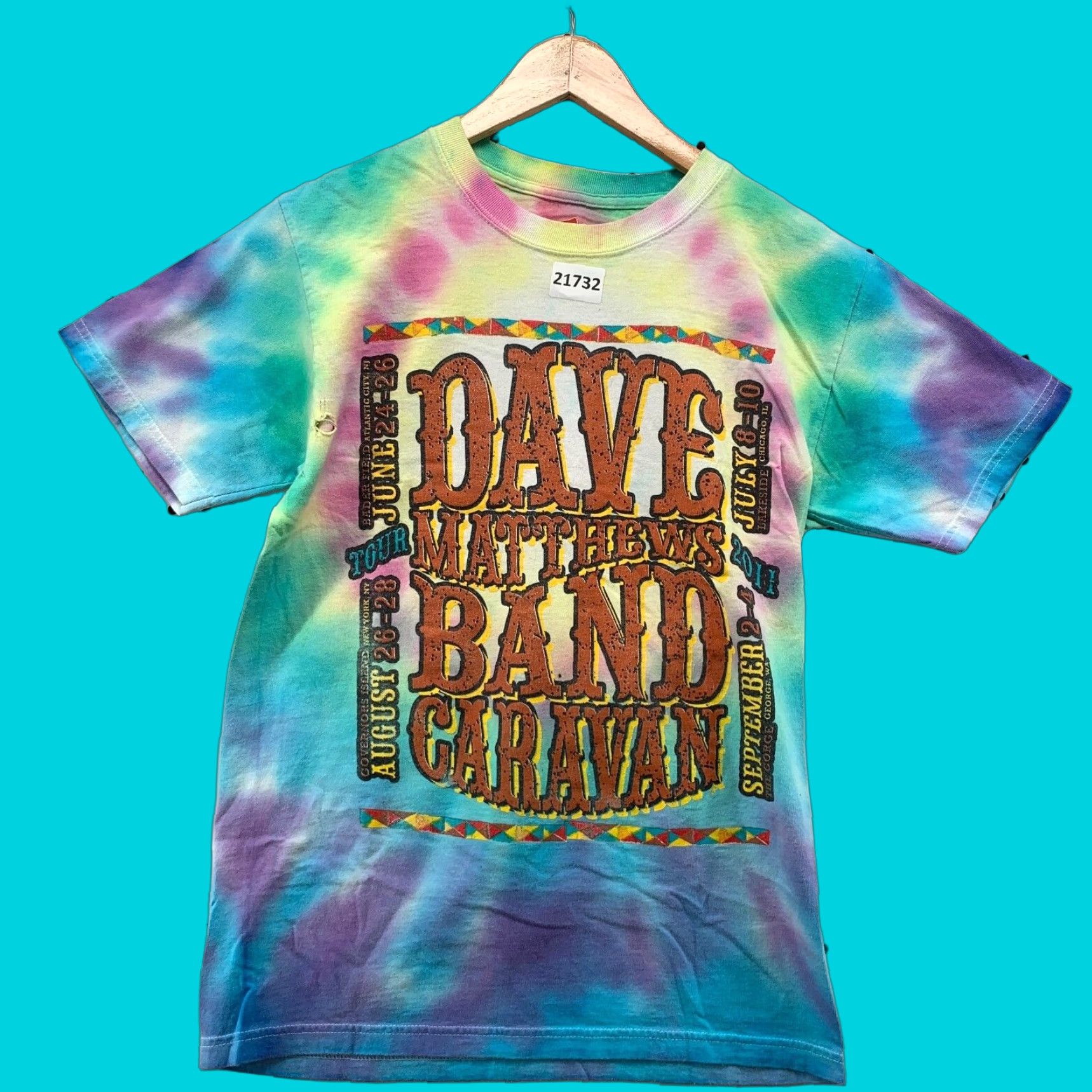 VINTAGE Dave Matthews Band T-Shirt Tie Dye 2011 Adult Small Multicolor Music Rock Mens