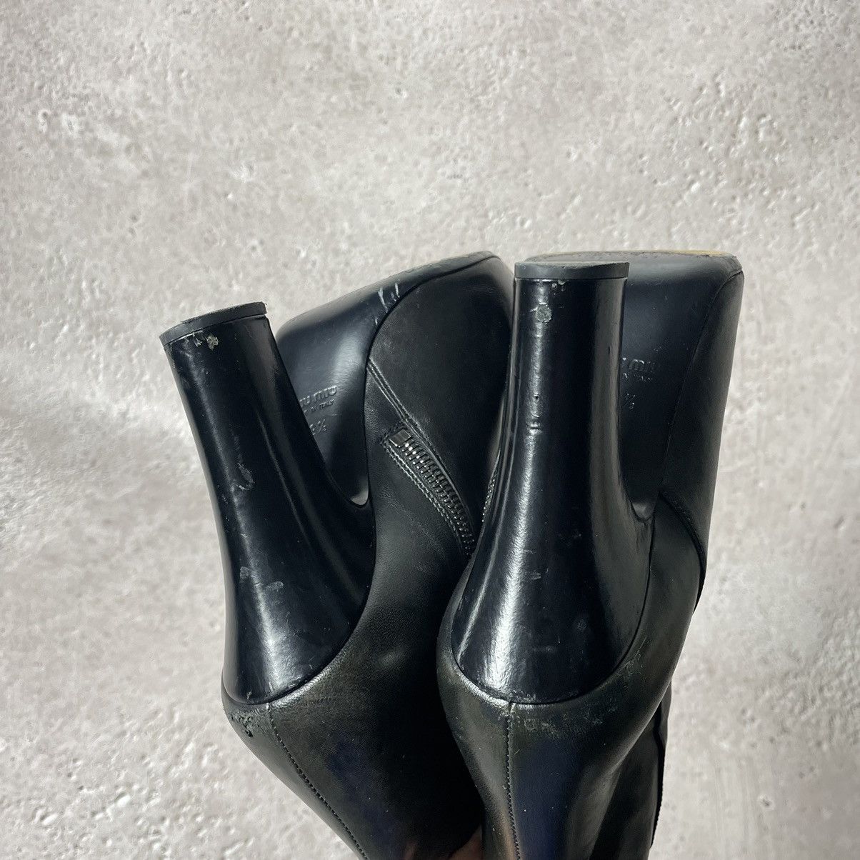 Prada × Vintage Mi Miu Black Leather Ankle Boots sz 39 Size US 9.5 / IT 39.5 - 12 Thumbnail