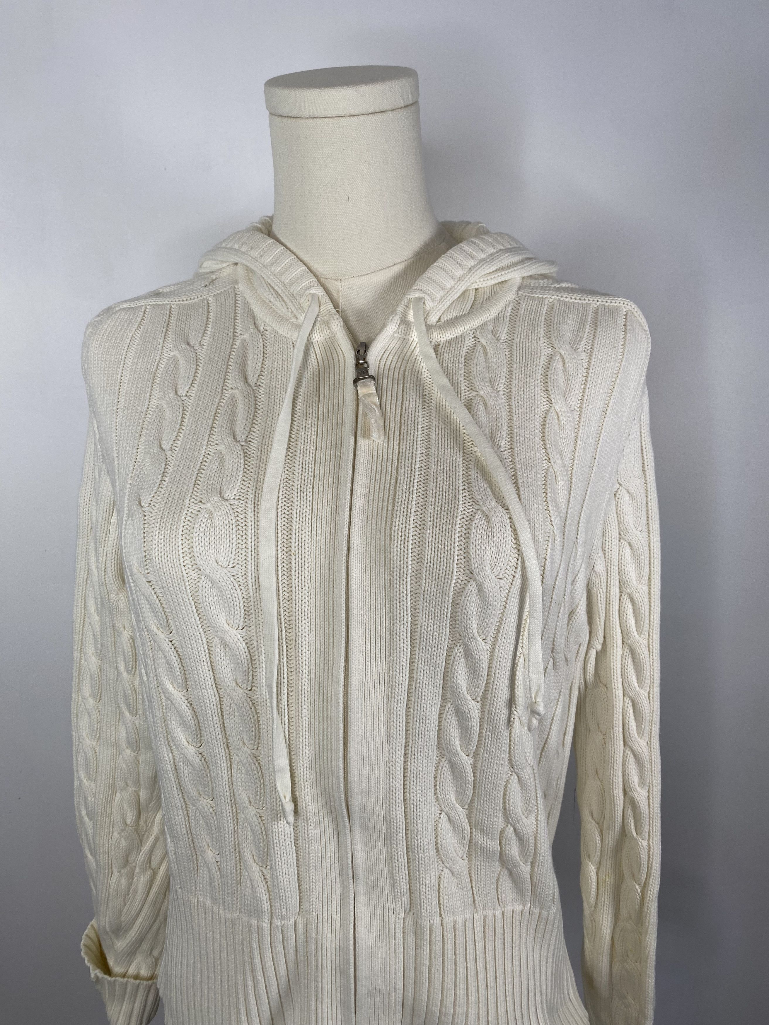 Tommy Hilfiger Tommy Hilfiger - White Cream Knit Hoodie Size ONE SIZE - 3 Thumbnail