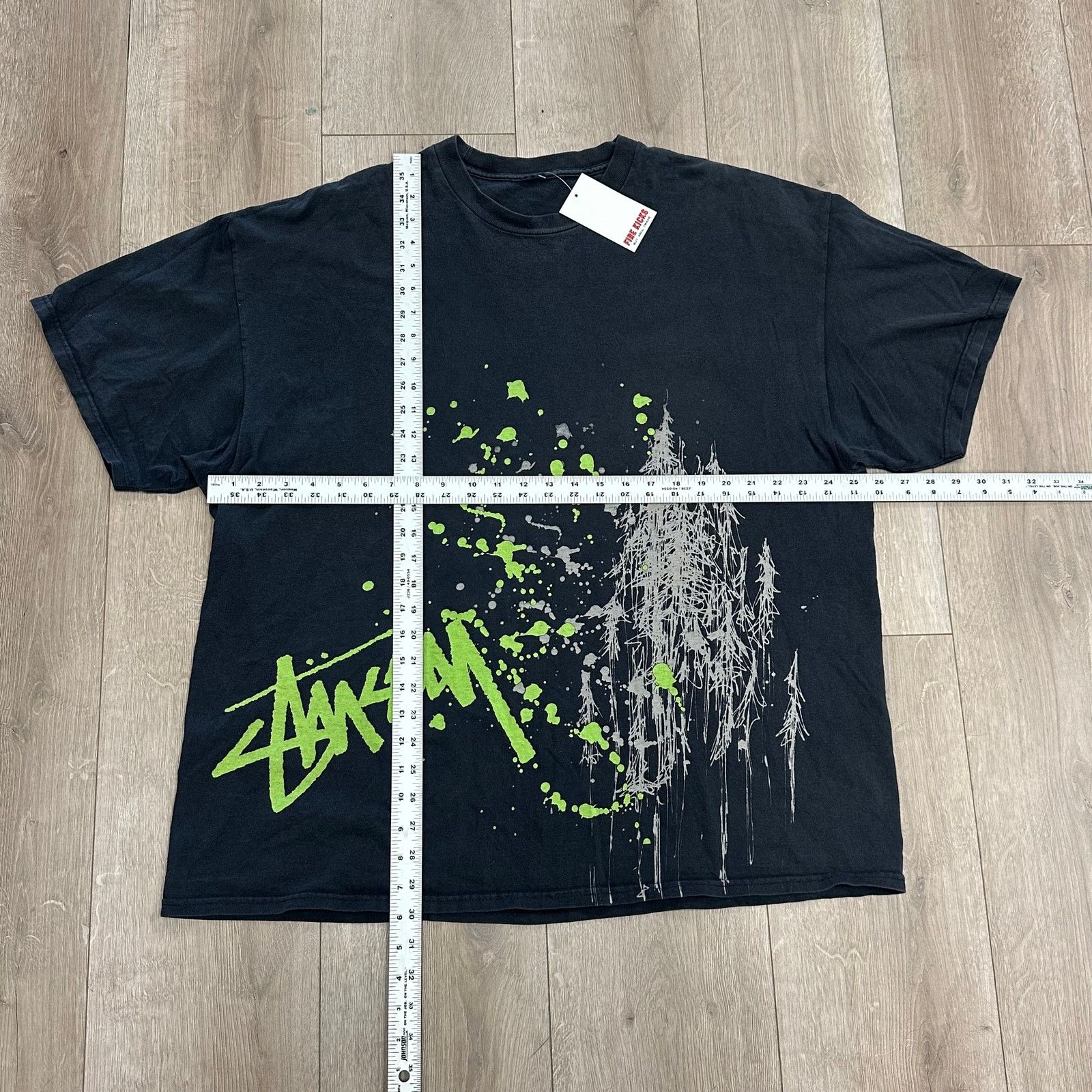 Stussy Vintage Y2K Stussy Splash Graffiti Logo Black Green Tee Size US XL / EU 56 / 4 - 3 Thumbnail