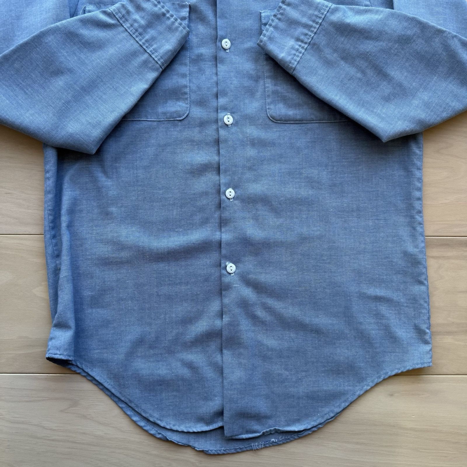 Big Mac × Vintage Vintage Big Mac Chambray Shirt Blue 70s Made in USA Selvedge Size US M / EU 48-50 / 2 - 5 Thumbnail