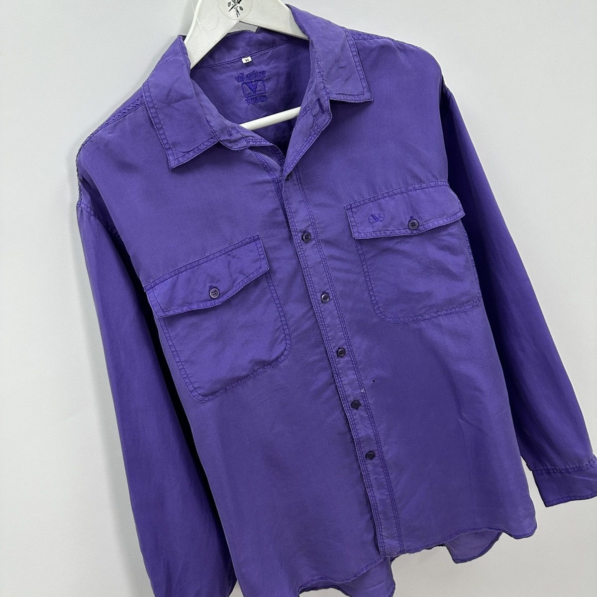 Valentino Vintage 80s Valentino Uomo Silk purple shirt og y2k Italy Size US M / EU 48-50 / 2 - 7 Thumbnail
