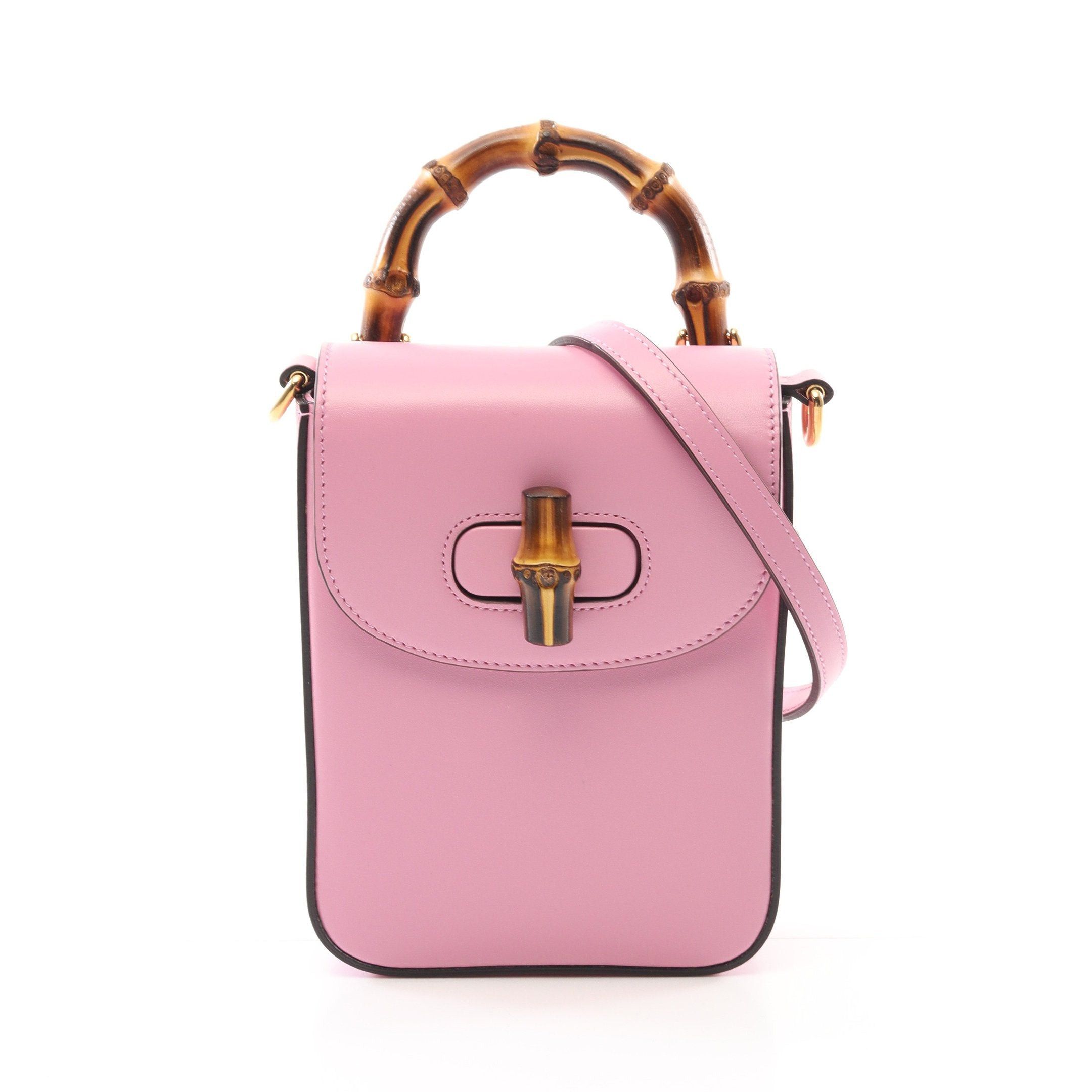 Gucci Gucci Bamboo Handbag Leather Pink Size ONE SIZE - 1 Thumbnail