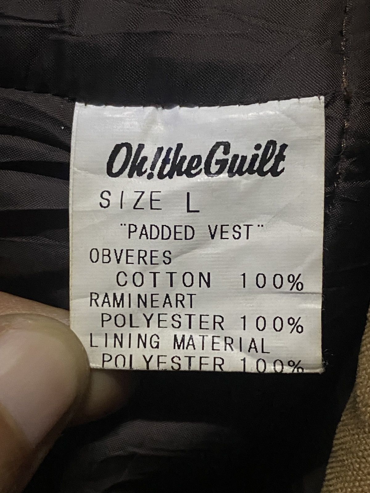 Japanese Brand Oh The Guilt Padded Vest Size US L / EU 52-54 / 3 - 6 Thumbnail