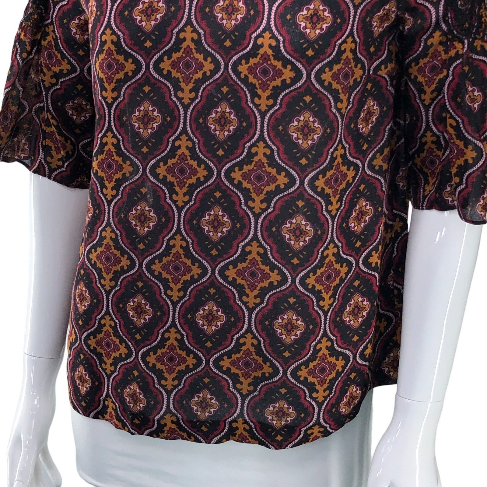 A.L.C. A.L.C. Womens Sz 6 Miranda Top Smocked Collar 100% Silk Size M / US 6-8 / IT 42-44 - 3 Thumbnail