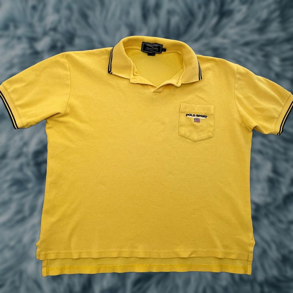 Vintage VINTAGE Polo Sport Shirt Adult Large Yellow Pocket Embroidered Mens 90s USA Polo Sport Shirt Yellow Large Mens Size US L / EU 52-54 / 3 - 1 Thumbnail