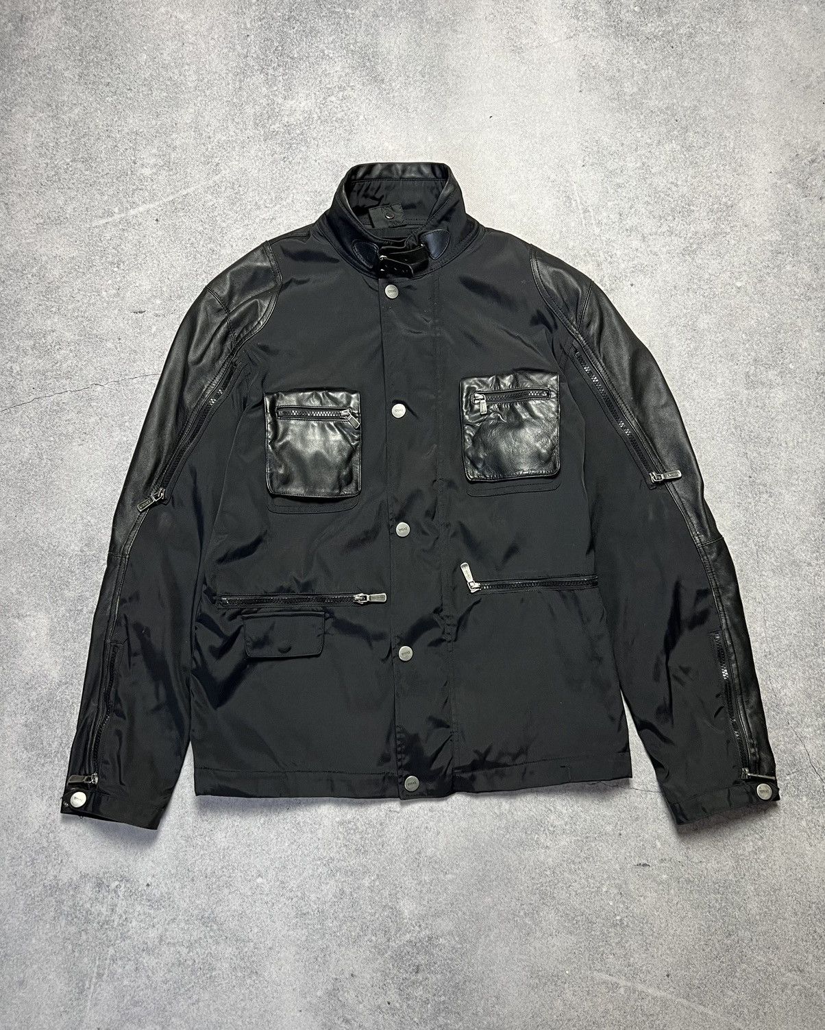 Vintage Versace Multipocket Racing Leather Jacket