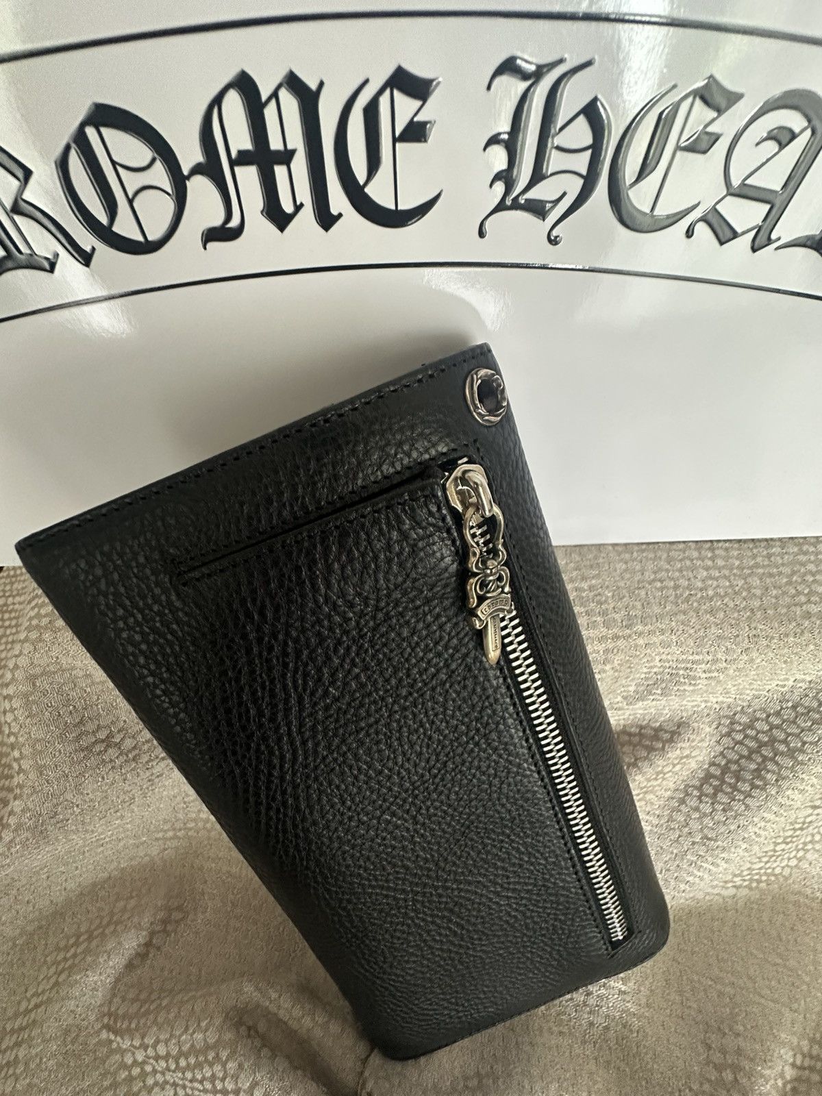 Chrome Hearts Joey Scroll Logo Leather Wallet in Black main image 1