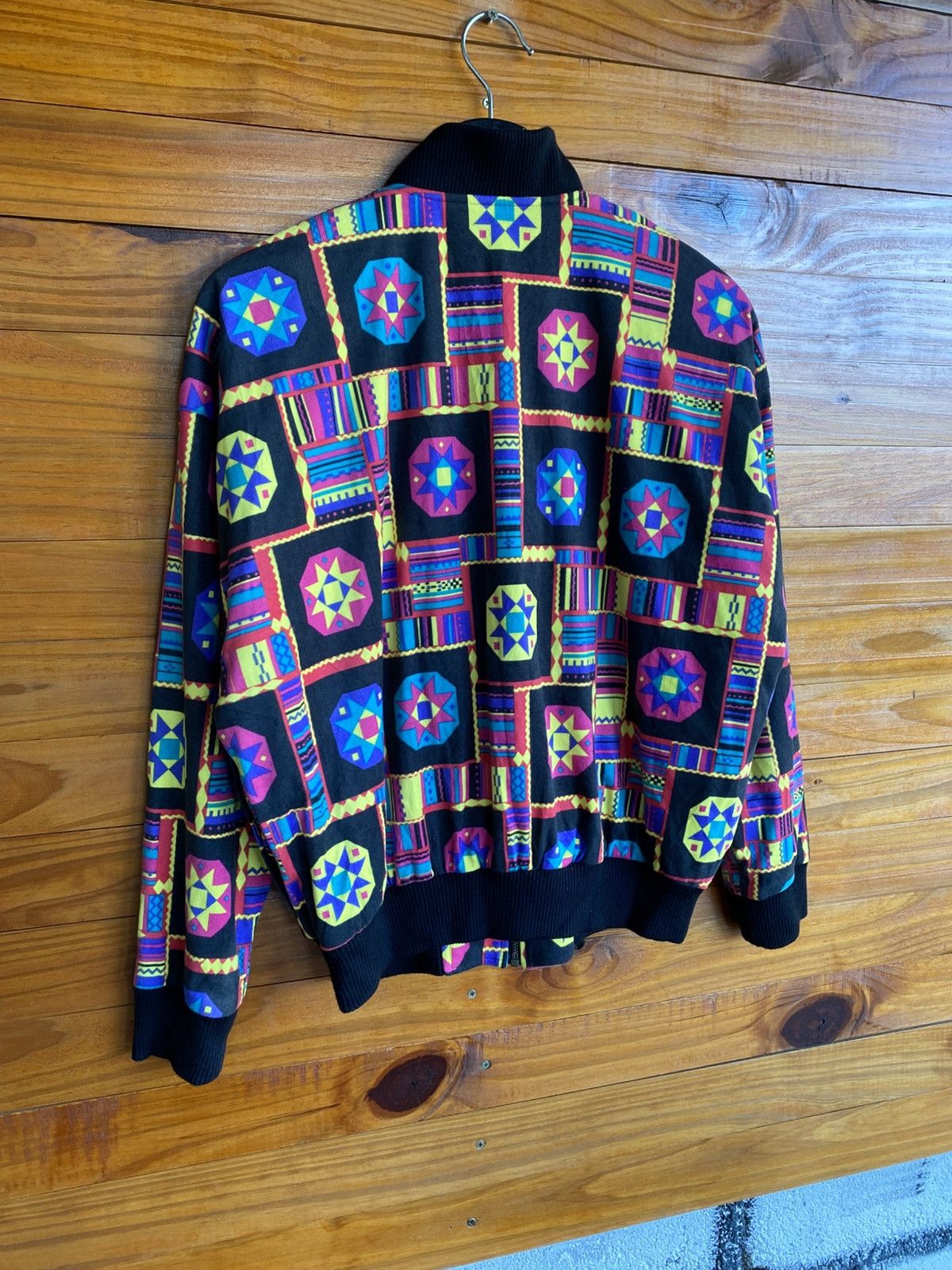 Japanese Brand Vintage GIVY Geometric Pattern Bomber Statement Outerwear Size US S / EU 44-46 / 1 - 9 Thumbnail