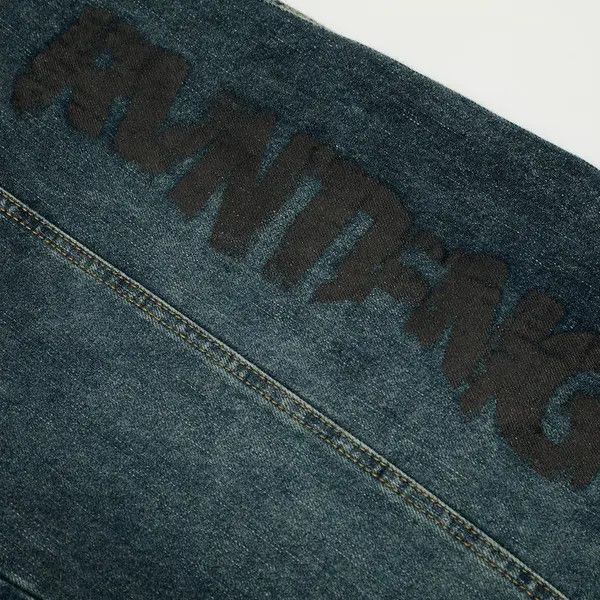 Vintage Retro punk washed men's letter print loose jeans Size US 32 / EU 48 - 6 Thumbnail