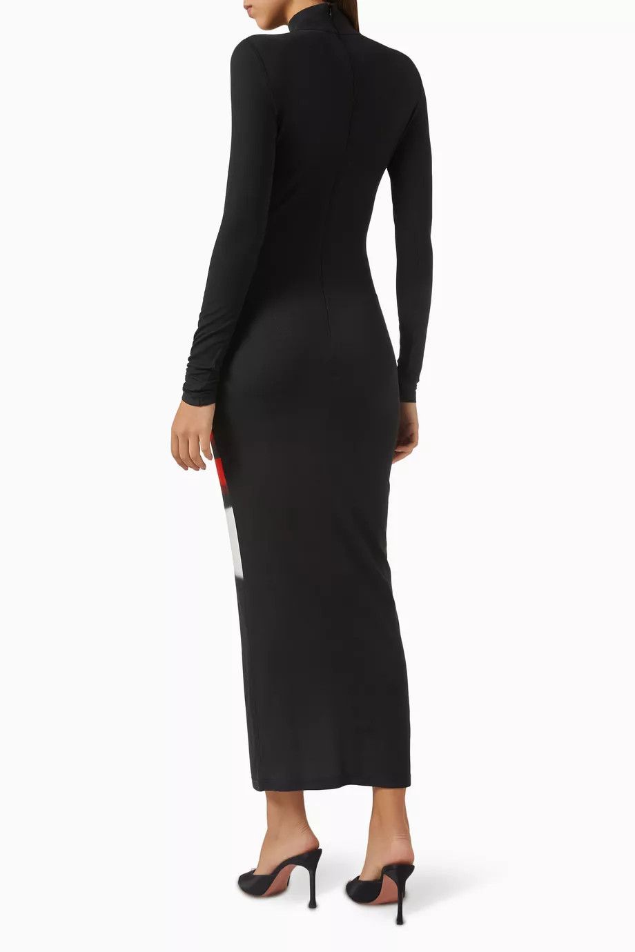 Balmain o1s1wg110526 Print Face Bodycon Midi Dress in Black Size L / US 10 / IT 46 - 3 Thumbnail