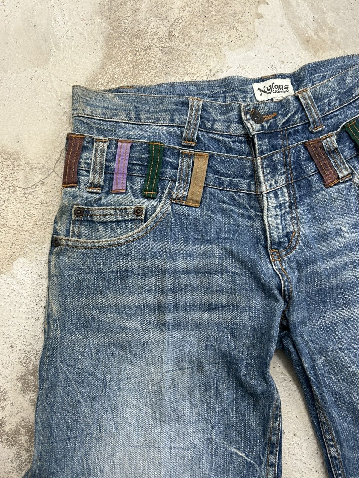 Le Grande Bleu (L.G.B.) Nylaus Distressed Y2K Clawn Marks Archive Rave Watanabe Size US 33 - 10 Thumbnail
