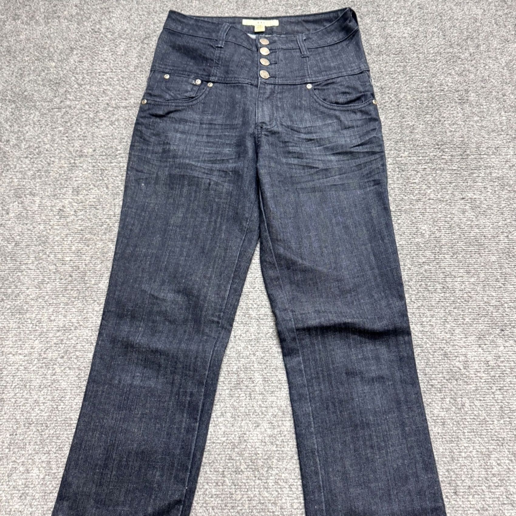 Denime Y2K Denim Jeans Womens 28 High-waisted Dark Wash Multi-button Closure 90s Womens Jeans, Distressed, Unbranded Size 28" / US 6 / IT 42 - 6 Thumbnail