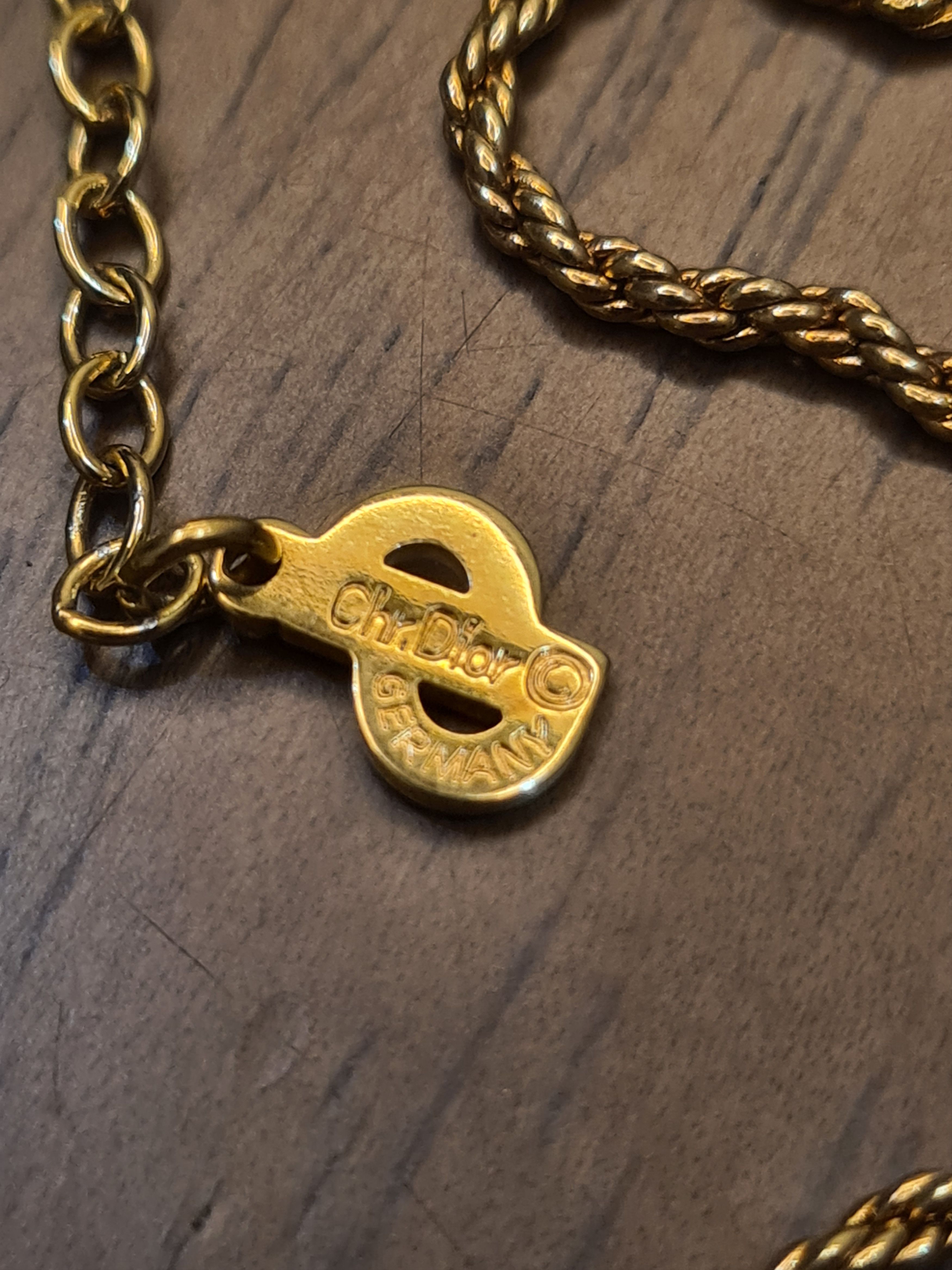 Christian Dior Monsieur × Dior × Jewelry Rare DIOR Gold tone Three Flower Leaf Pearl Necklace Size ONE SIZE - 2 Thumbnail