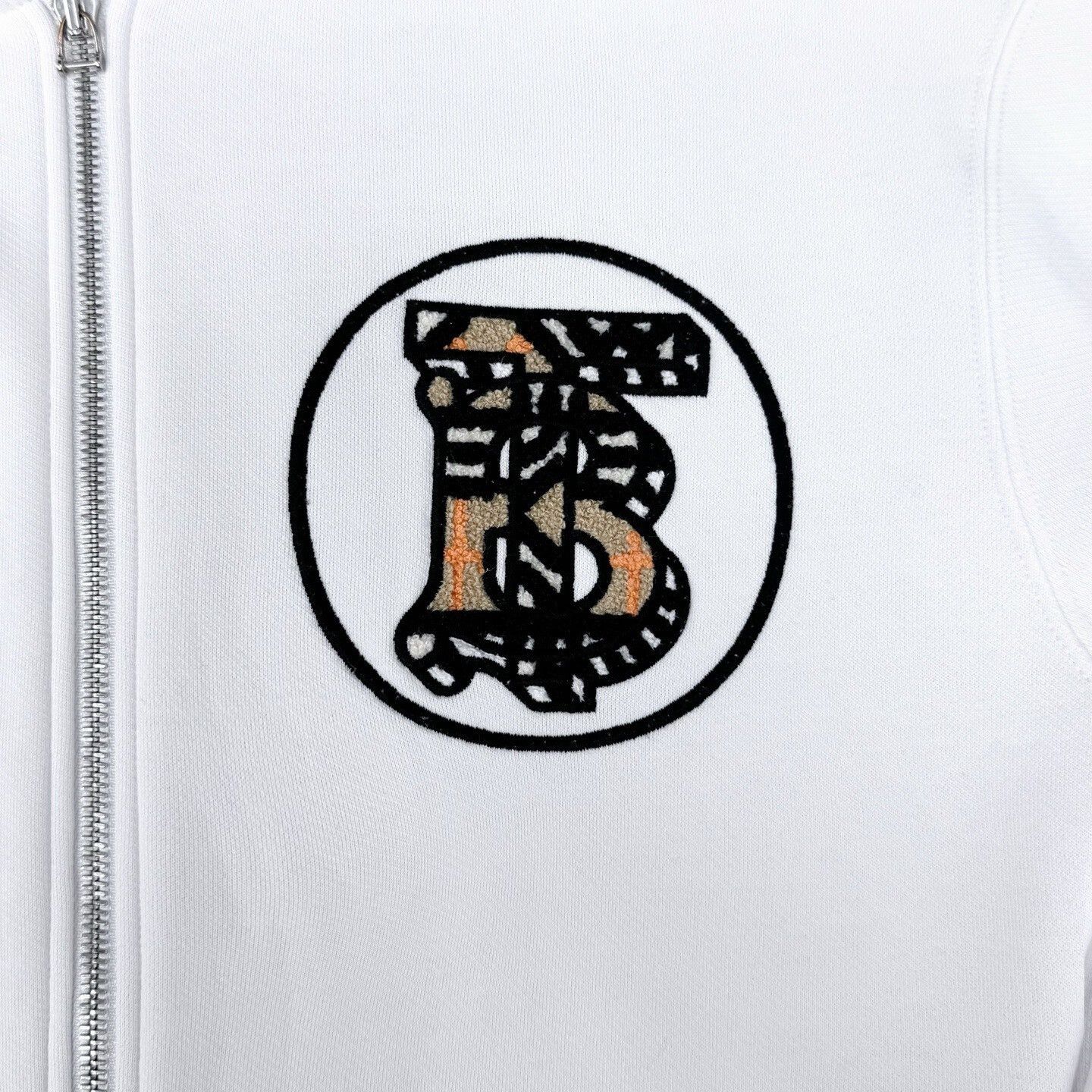 Burberry Burberry White Plaid Flocked TB Zip Hoodie Size US L / EU 52-54 / 3 - 5 Thumbnail
