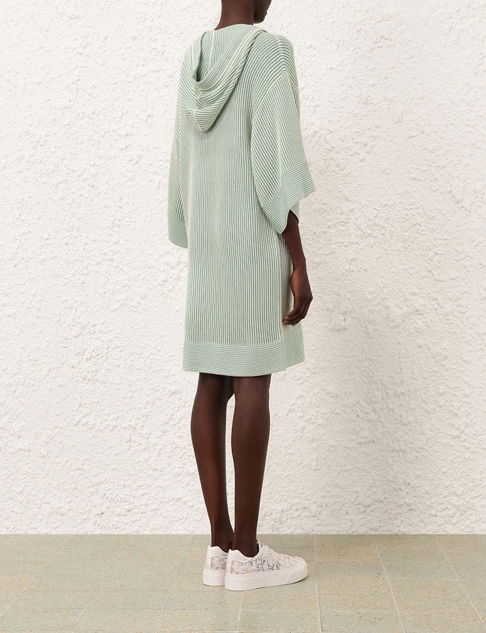 Zimmermann oc11z1025 Acacia Stripe Hooded Mini Dress in Green/Cream Size L / US 10 / IT 46 - 4 Thumbnail