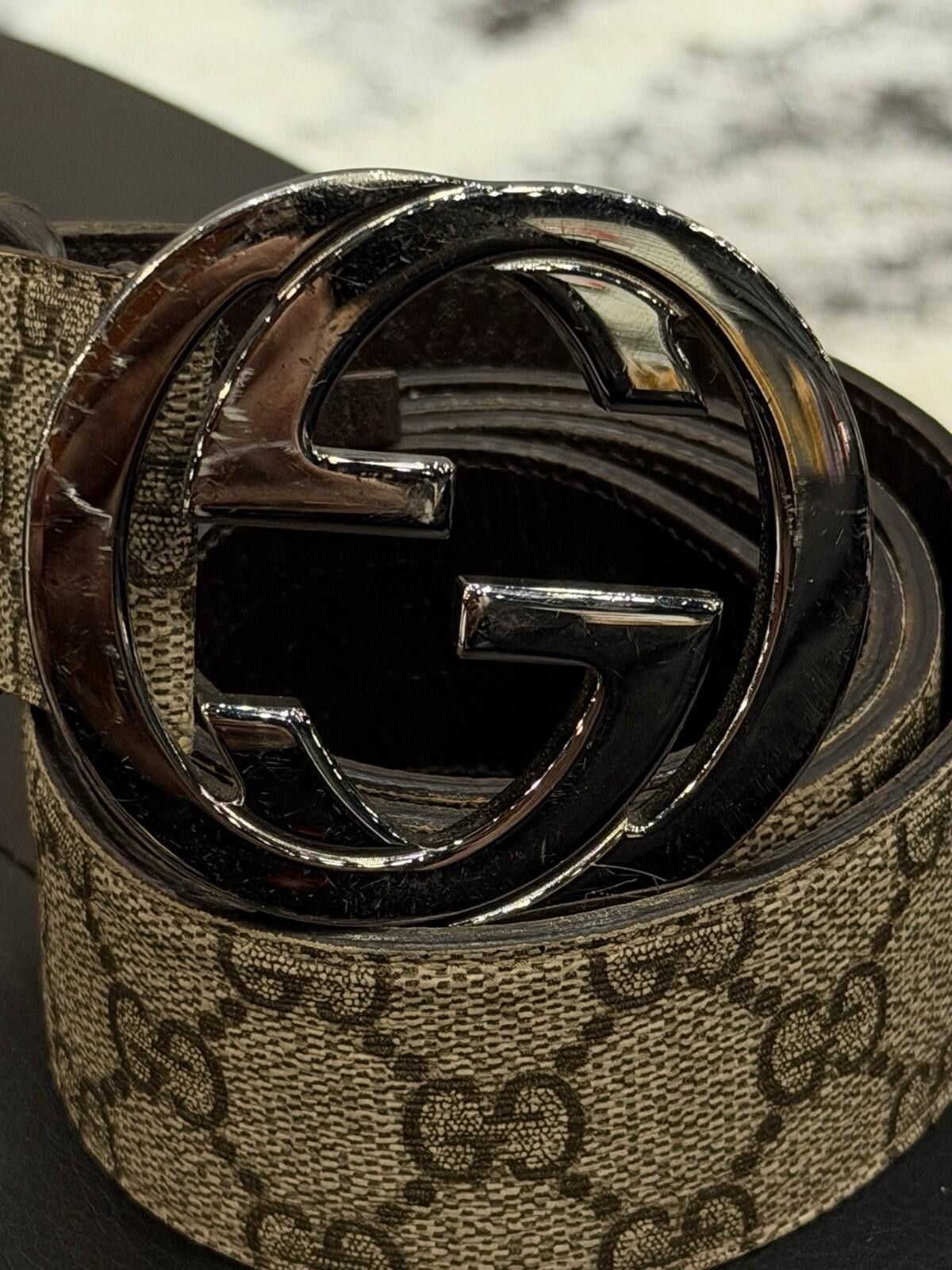 Gucci Gucci Tan Brown Silver Buckle Belt 100/40 $600 Size ONE SIZE - 6 Thumbnail