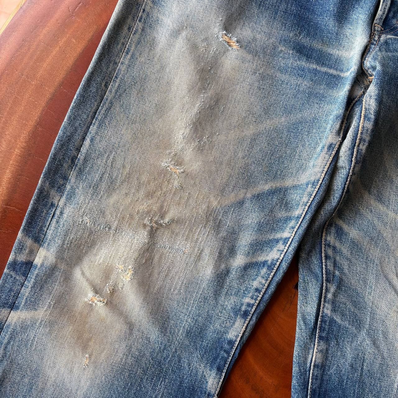 HOLLYWOOD RANCH MARKET Vintage 90’s HR Market Selvedge Distress Mud Wash Blue Pants Size US 34 / EU 50 - 8 Thumbnail