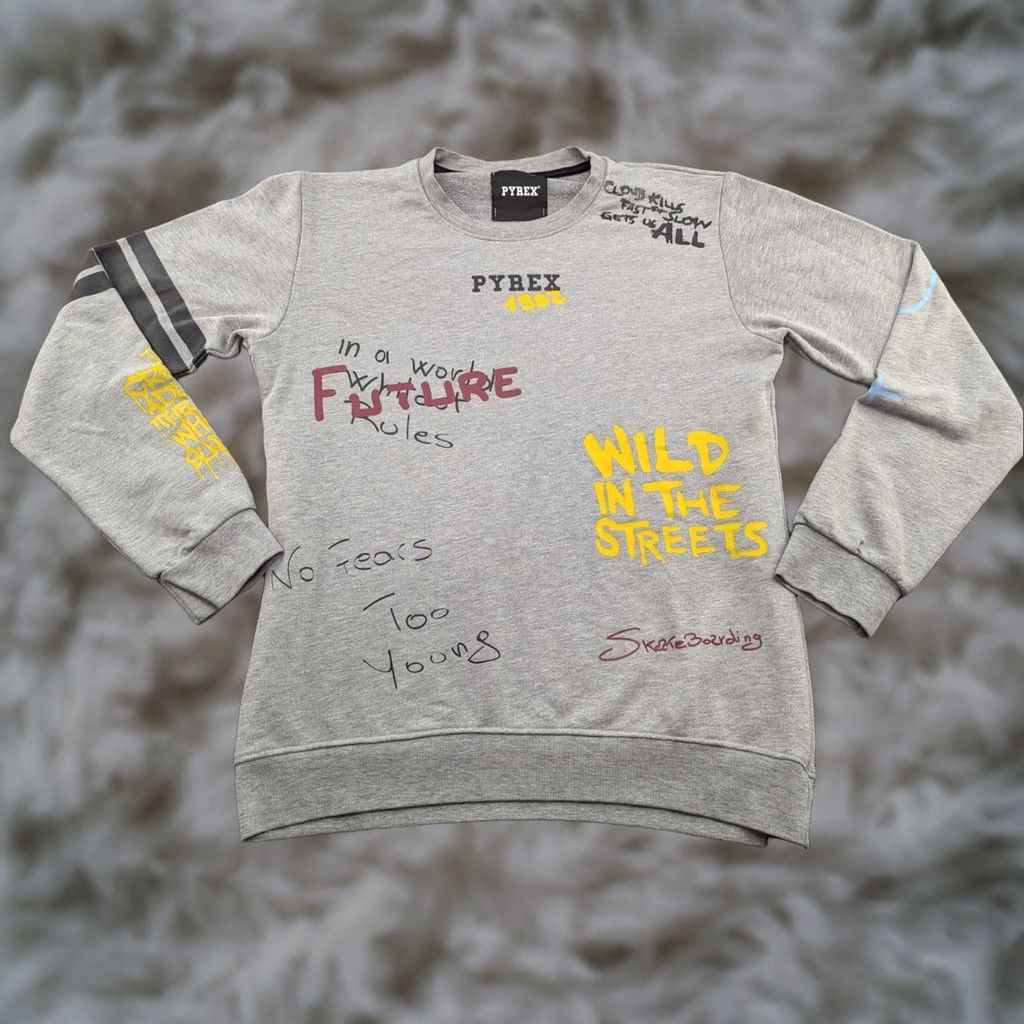 Vintage Pyrex Vision Sweatshirt Mens Large Gray Graffiti Skateboard Shirt Pullover Athletic CLS Cotton Canvas Moisture Wicking Mens Size US L / EU 52-54 / 3 - 1 Thumbnail