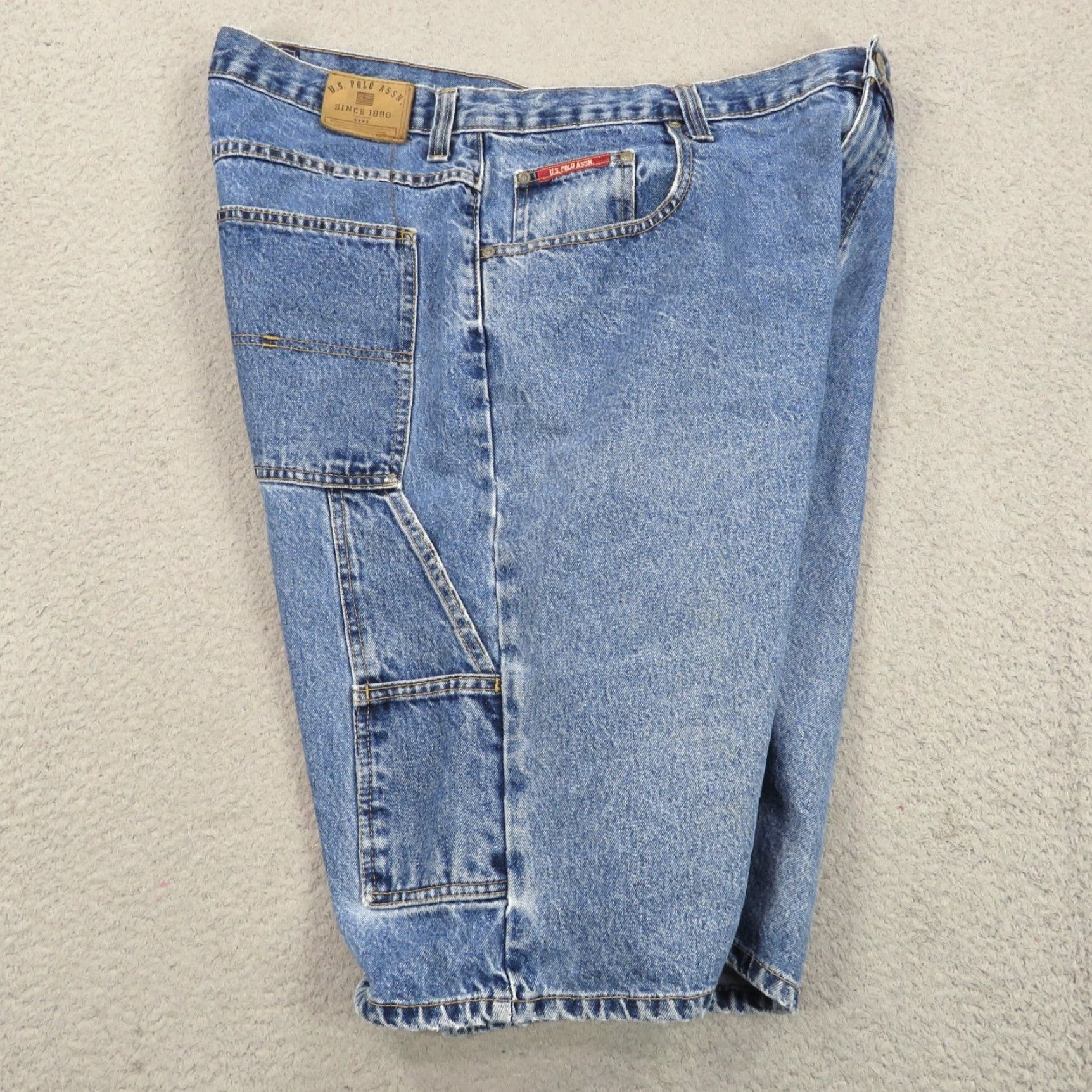 Vintage VTG US Polo Assn Bermuda Shorts Men 40 Baggy Y2K Carpenter Grunge Flag Skater 90s Denim Blue 5-Pocket Mens Size US L / EU 52-54 / 3 - 4 Thumbnail