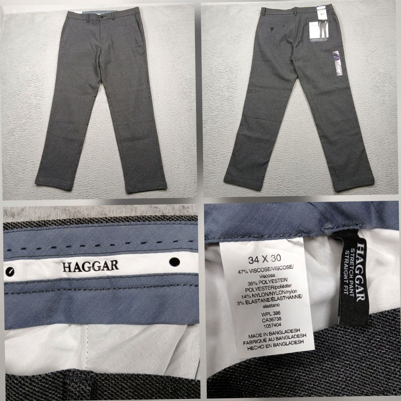 Haggar Haggar Men's Gray Stretch Straight Fit Dress Pants 34x30 NWT Size US 34 / EU 50 - 2 Thumbnail