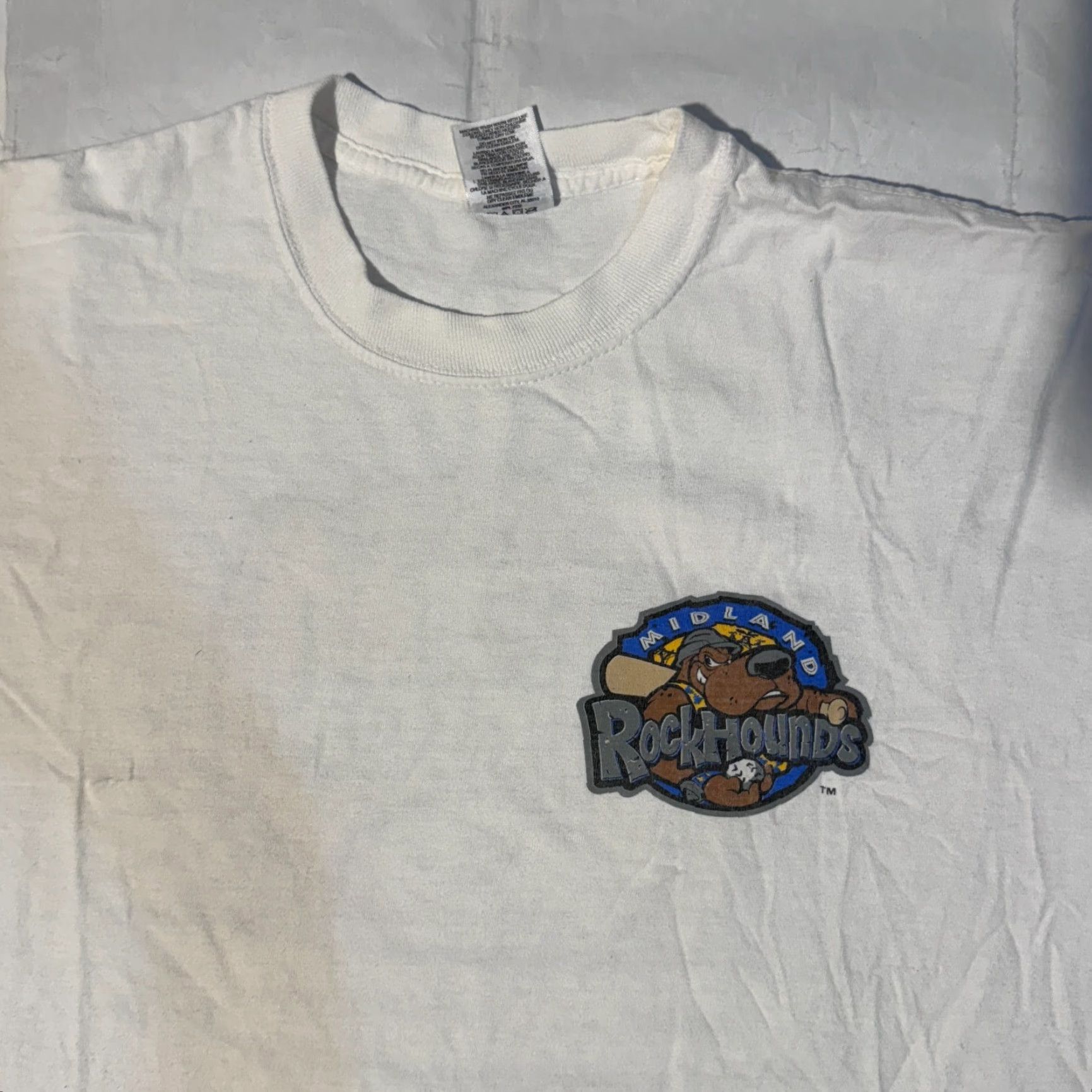 Jerzees VINTAGE White Jersey The Midland RockHounds T-Shirt XL Men Crew Neck Logo Tshirt Size US XL / EU 56 / 4 - 2 Thumbnail