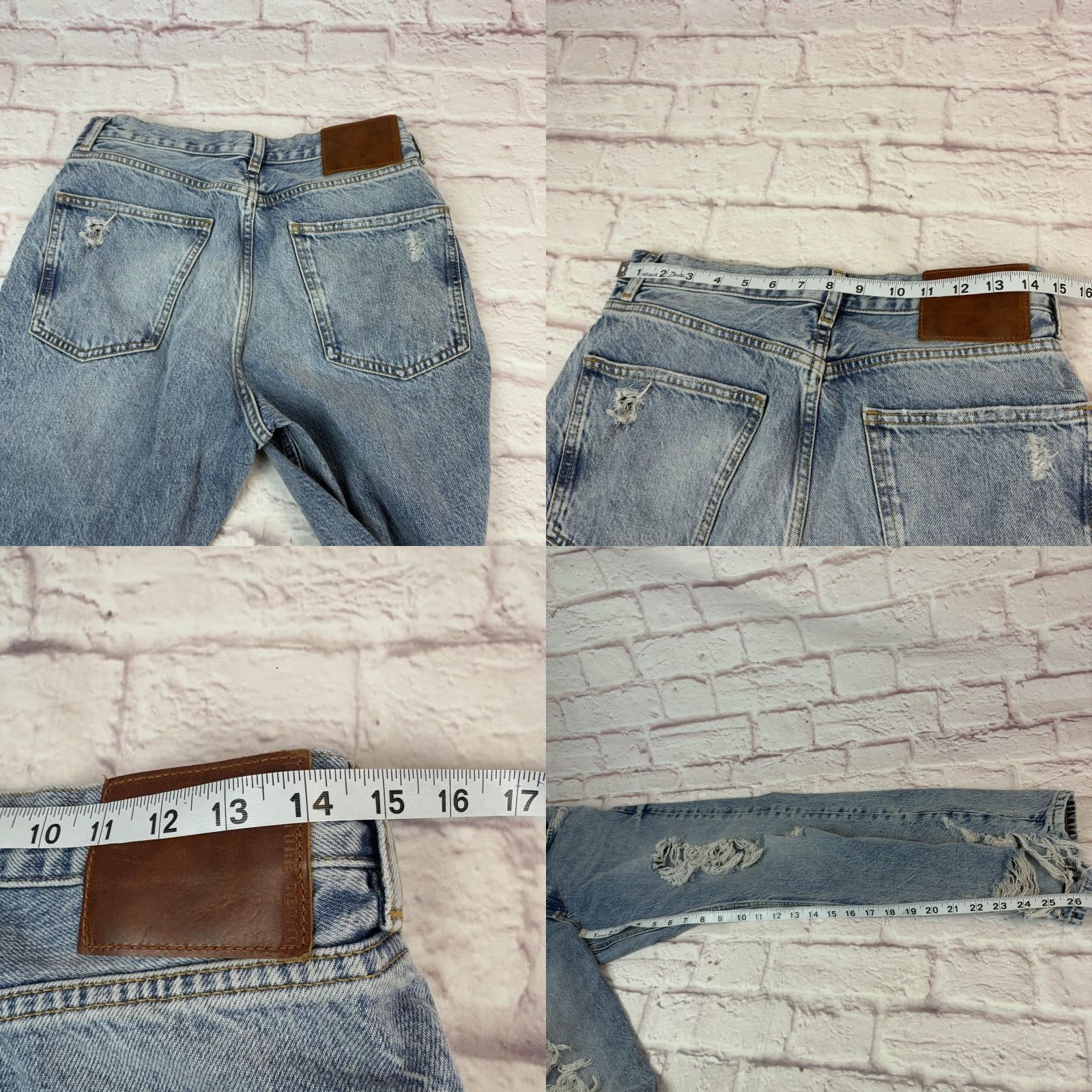 Zara VINTAGE? No. The Pepper Mom Zara Jeans Womens 8 High Rise 30x26 Blue Distressed Ripped Denim 100% Cotton Relaxed Straight Size 30" / US 8 / IT 44 - 8 Thumbnail
