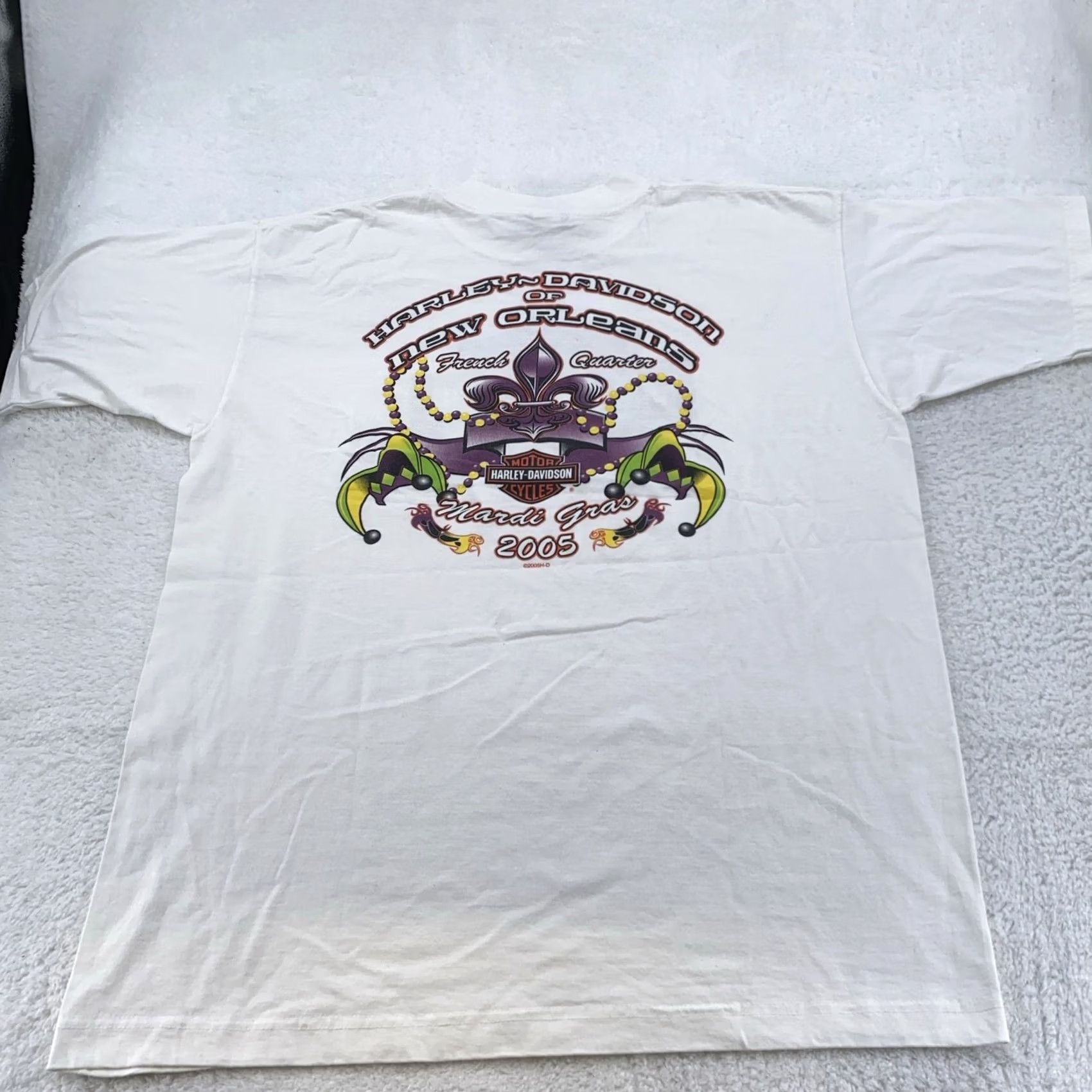 Harley Davidson VINTAGE Harley-Davidson Shirt Mens XL White New Orleans Mardi Gras 2005 USA Size US XL / EU 56 / 4 - 4 Thumbnail