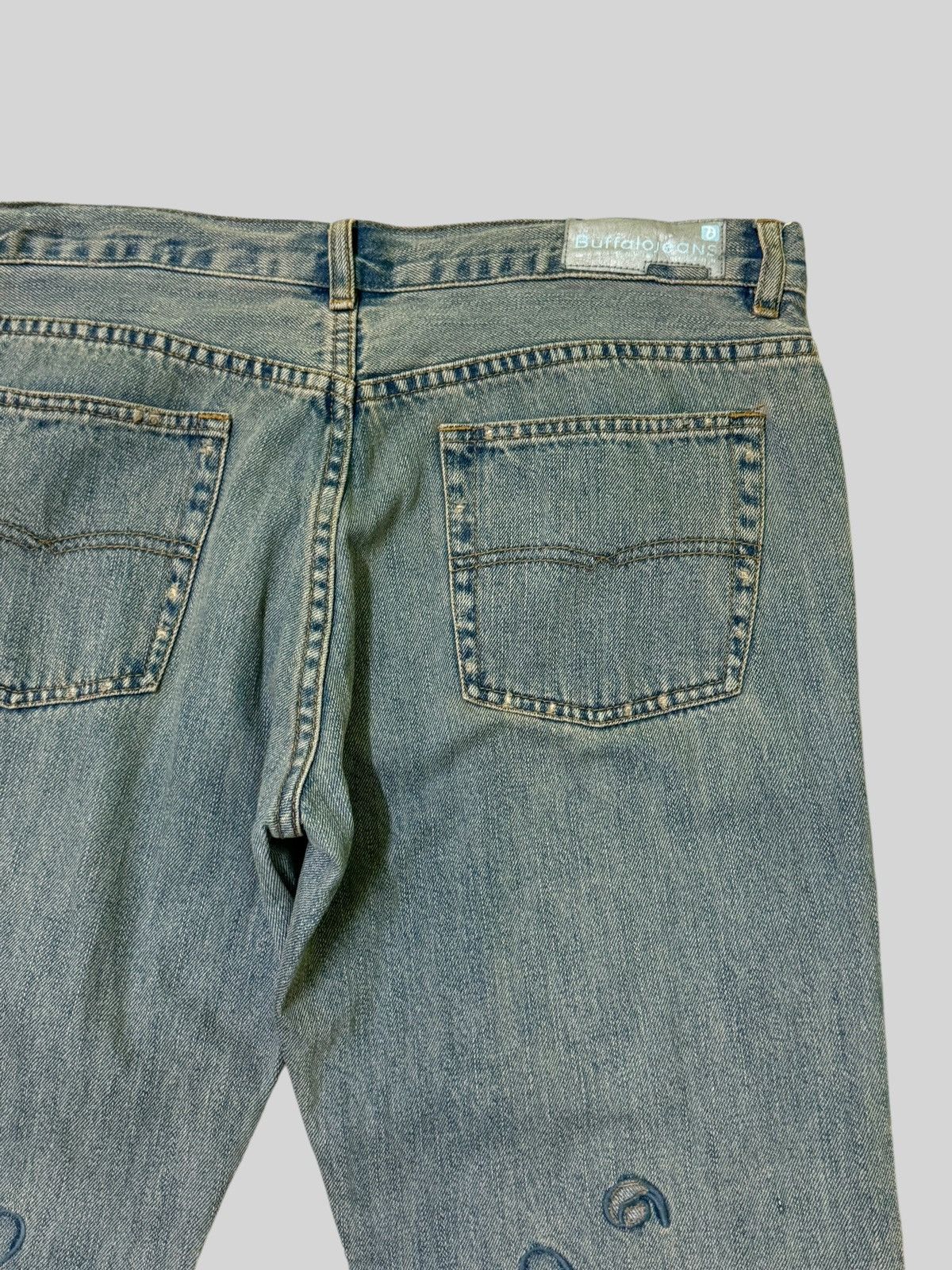 Hysteric Glamour × Japanese Brand Flared Distressed BUFFALO JEANS Trashed Embroidery Denim Size US 34 / EU 50 - 11 Thumbnail