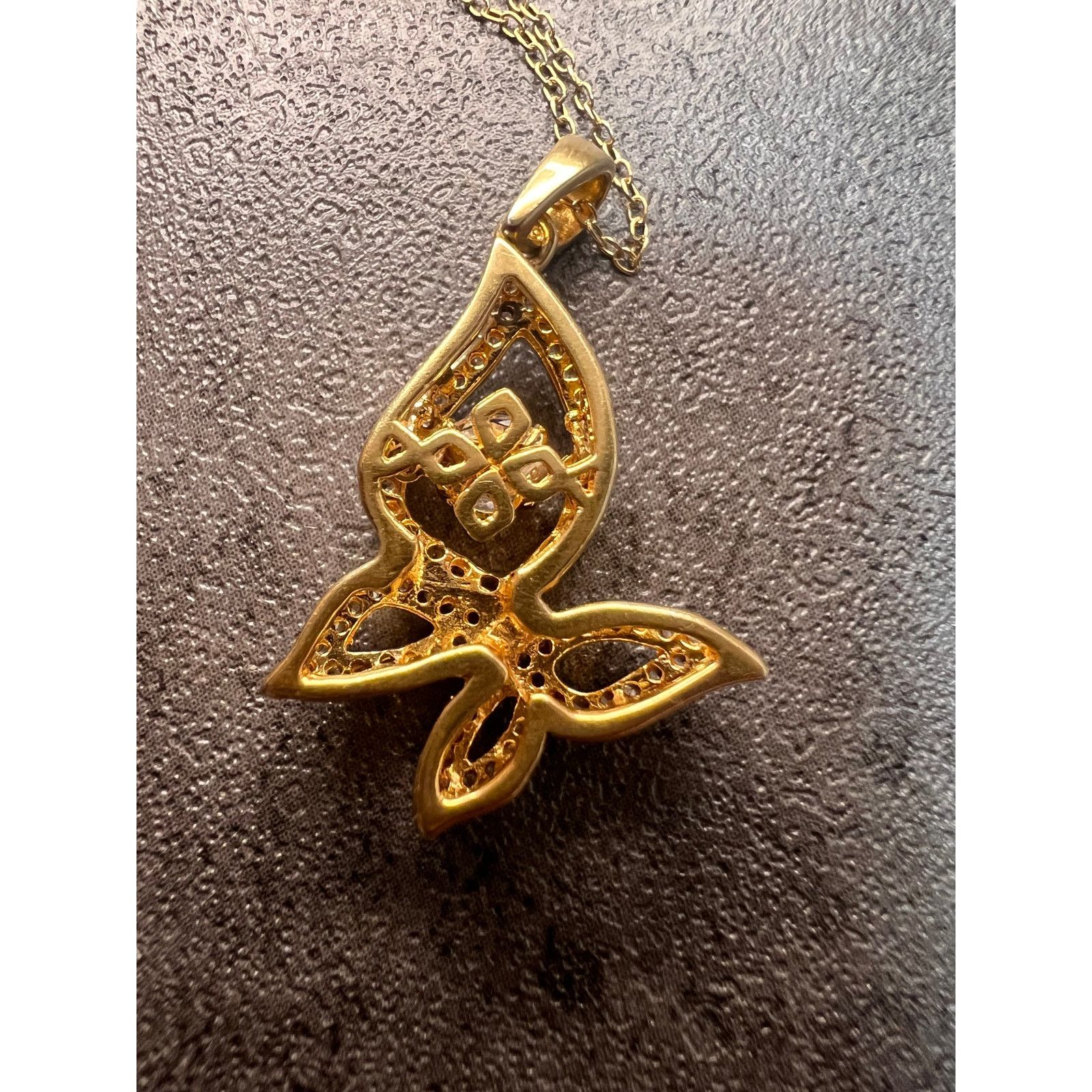 Other Butterfly CZ pendant in YG over 925 with 18 inch chain Size ONE SIZE - 13 Thumbnail