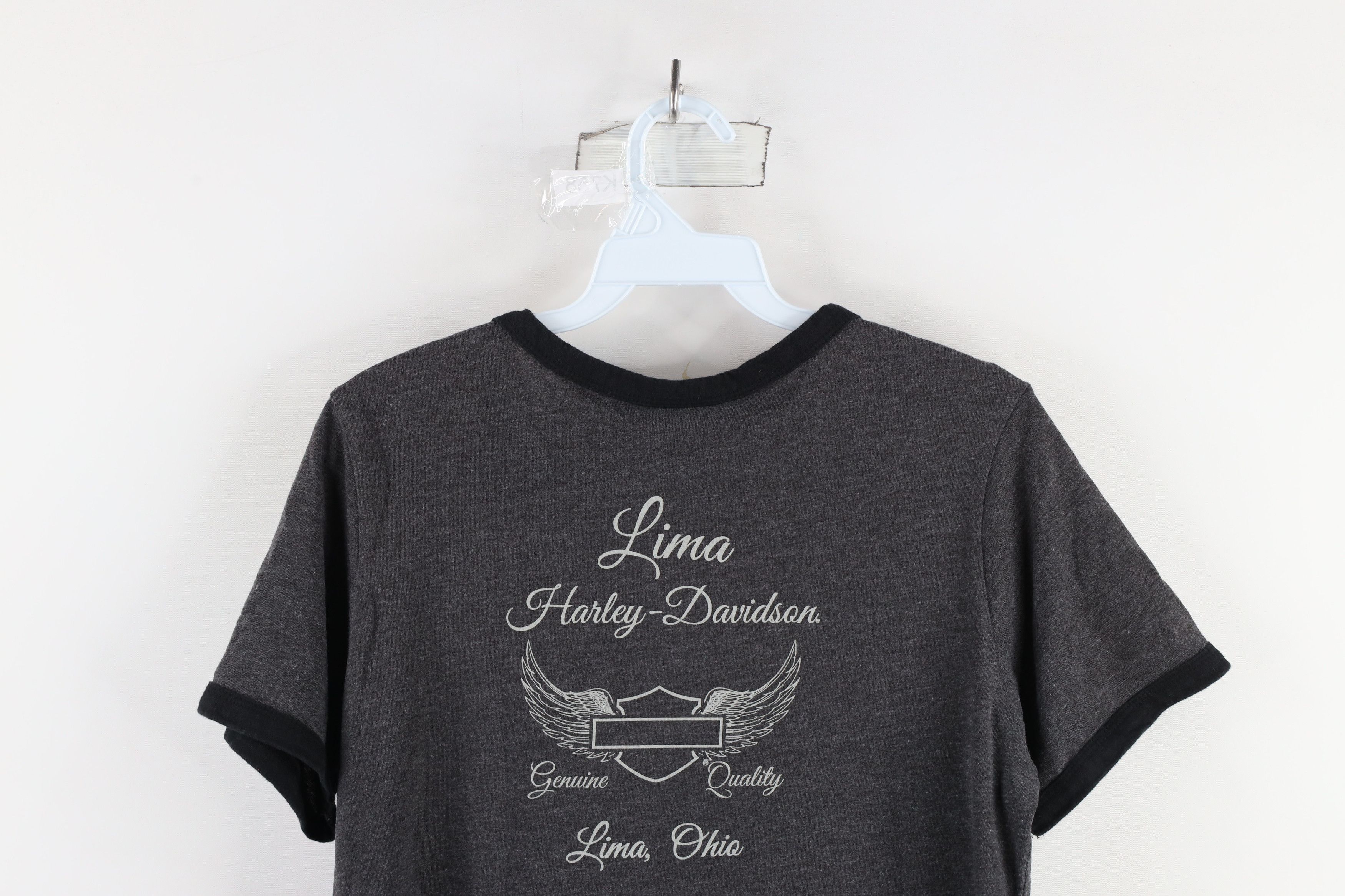 Harley Davidson × Vintage Vintage Y2K Harley Davidson Spell Out Ringer T-Shirt Gray Size L / US 10 / IT 46 - 11 Thumbnail