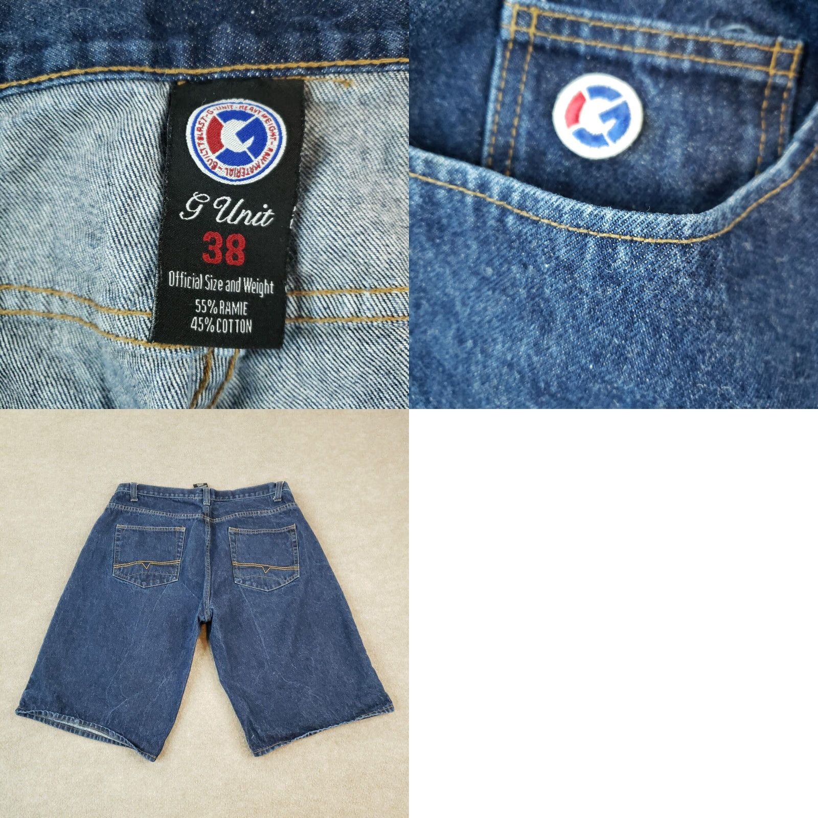 Vintage G Unit Mens Blue Denim Shorts Size 38 Classic Straight Leg Bermuda Style Size US 38 / EU 54 - 8 Thumbnail