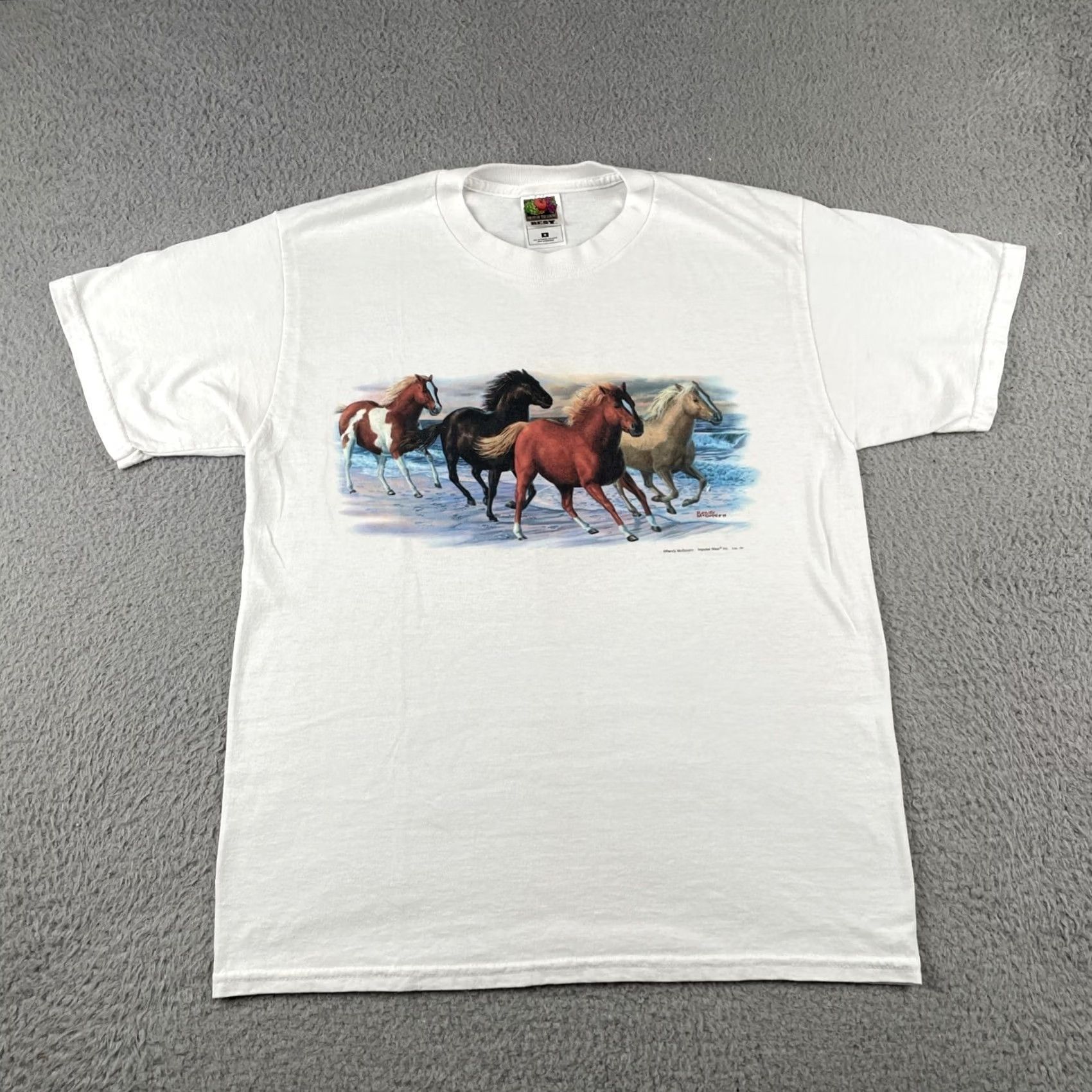 Fruit Of The Loom VINTAGE Fruit of The Loom Adult Medium White Shirt Y2K Wild Horses Running Beach Size US M / EU 48-50 / 2 - 2 Thumbnail