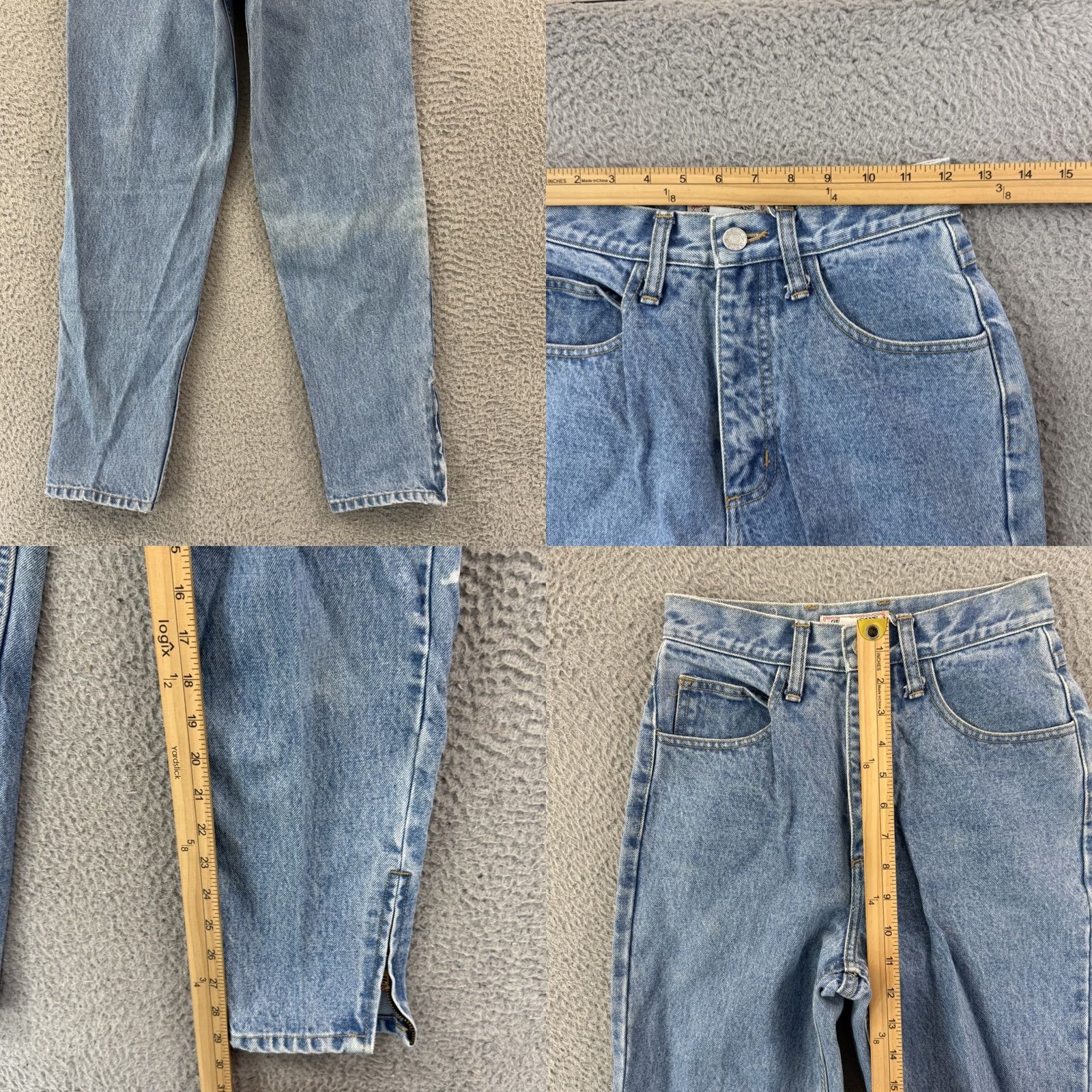 Guess VINTAGE Guess Jeans Womens 27 Blue Tapered Bootcut 80s High Rise Mom Denim Zip Shirt Size 27" / US 4 / IT 40 - 8 Thumbnail