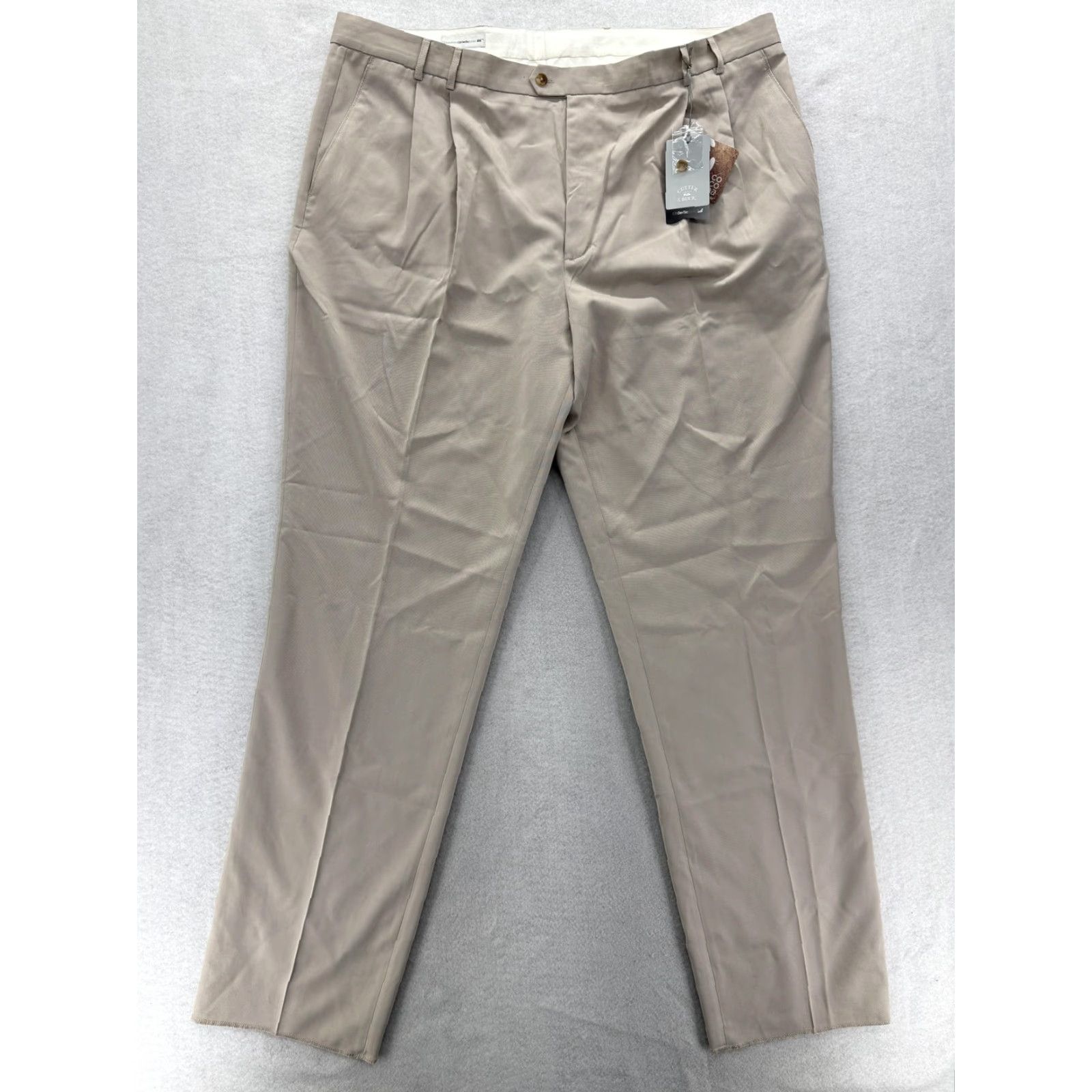 Cutter & Buck Cutter & Buck CB DryTec Luxe Dress Pants Mens 46 Beige Herringbone Big & Tall Dress Pants Casual Business Size US 30 / EU 46 - 2 Thumbnail