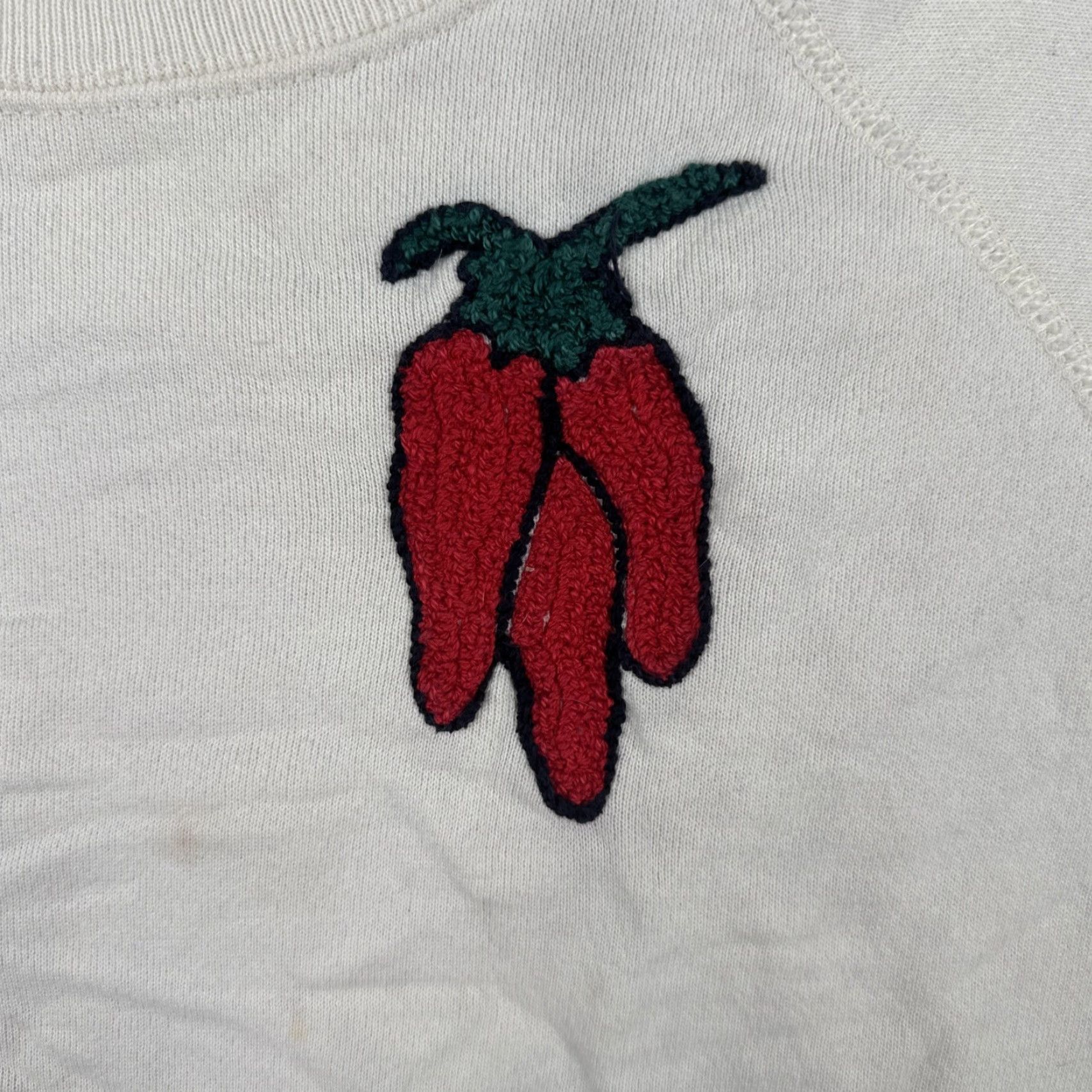 Hanes VINTAGE Hanes XL Raglan Sweatshirt Embroidered Chile Ristra White USA Men Size US XL / EU 56 / 4 - 6 Thumbnail