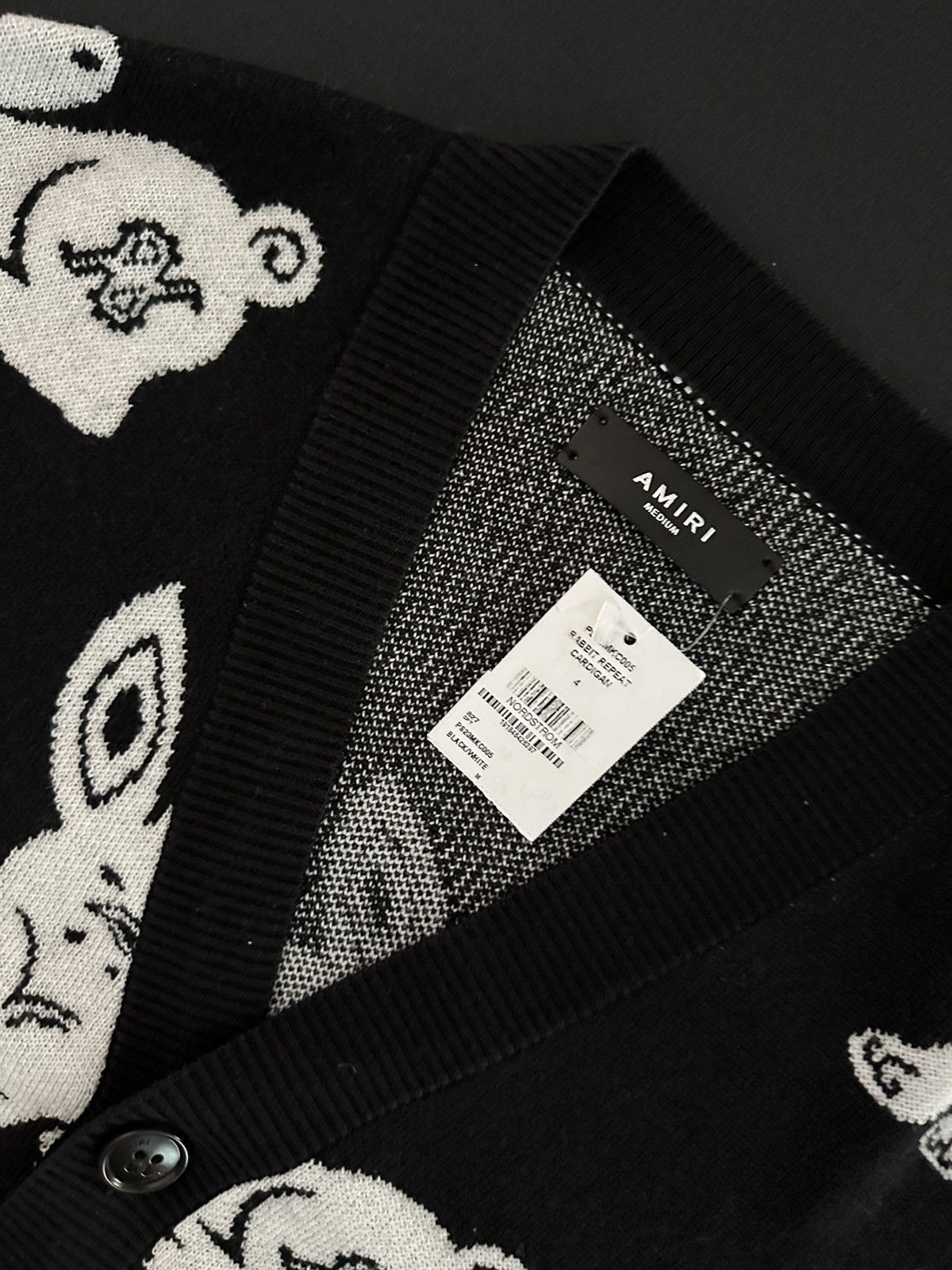 Amiri Amiri Black Rabbit Repeat Cardigan Size US M / EU 48-50 / 2 - 3 Thumbnail