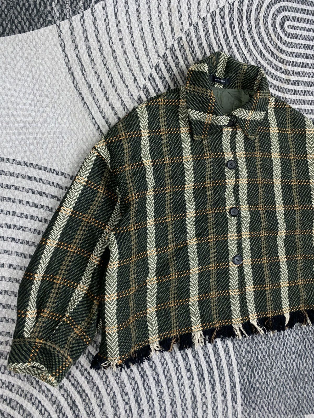 Japanese Brand Vintage Jeanasis Green Checked Fullbutton Jacket Size L / US 10 / IT 46 - 3 Thumbnail