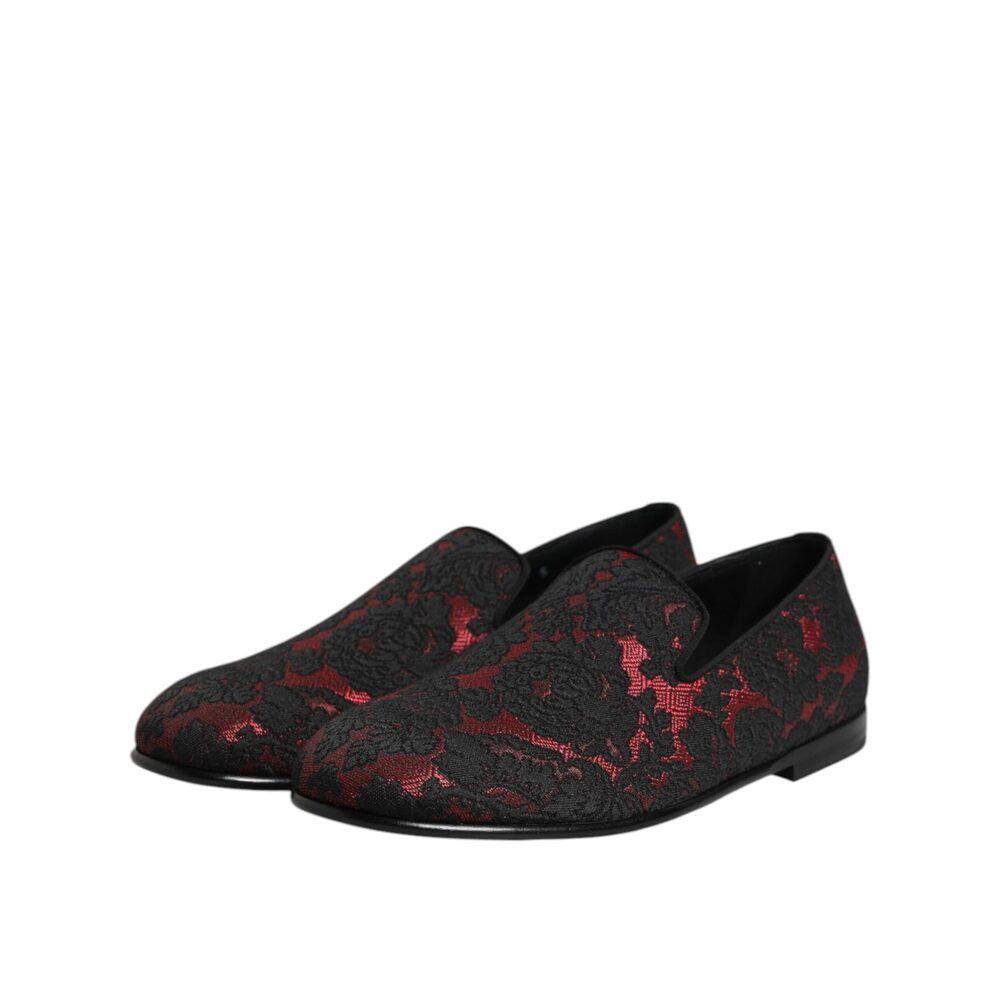 Dolce & Gabbana Dolce & Gabbana Red Black Jacquard Slip On Men Loafers Shoes Size US 7 / EU 40 - 4 Thumbnail