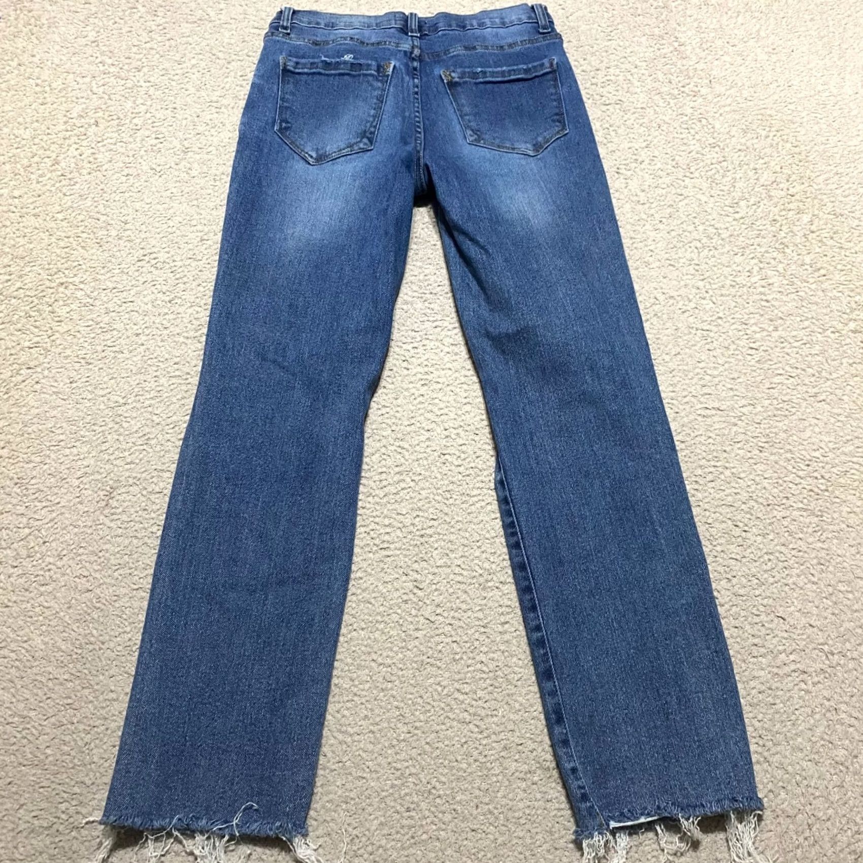 Vintage Kensie Jeans Jeans Blue Denim Medium Wash Slim Straight Distressed Raw Hem Womens Size 2 Size 26" / US 2 / IT 38 - 2 Thumbnail