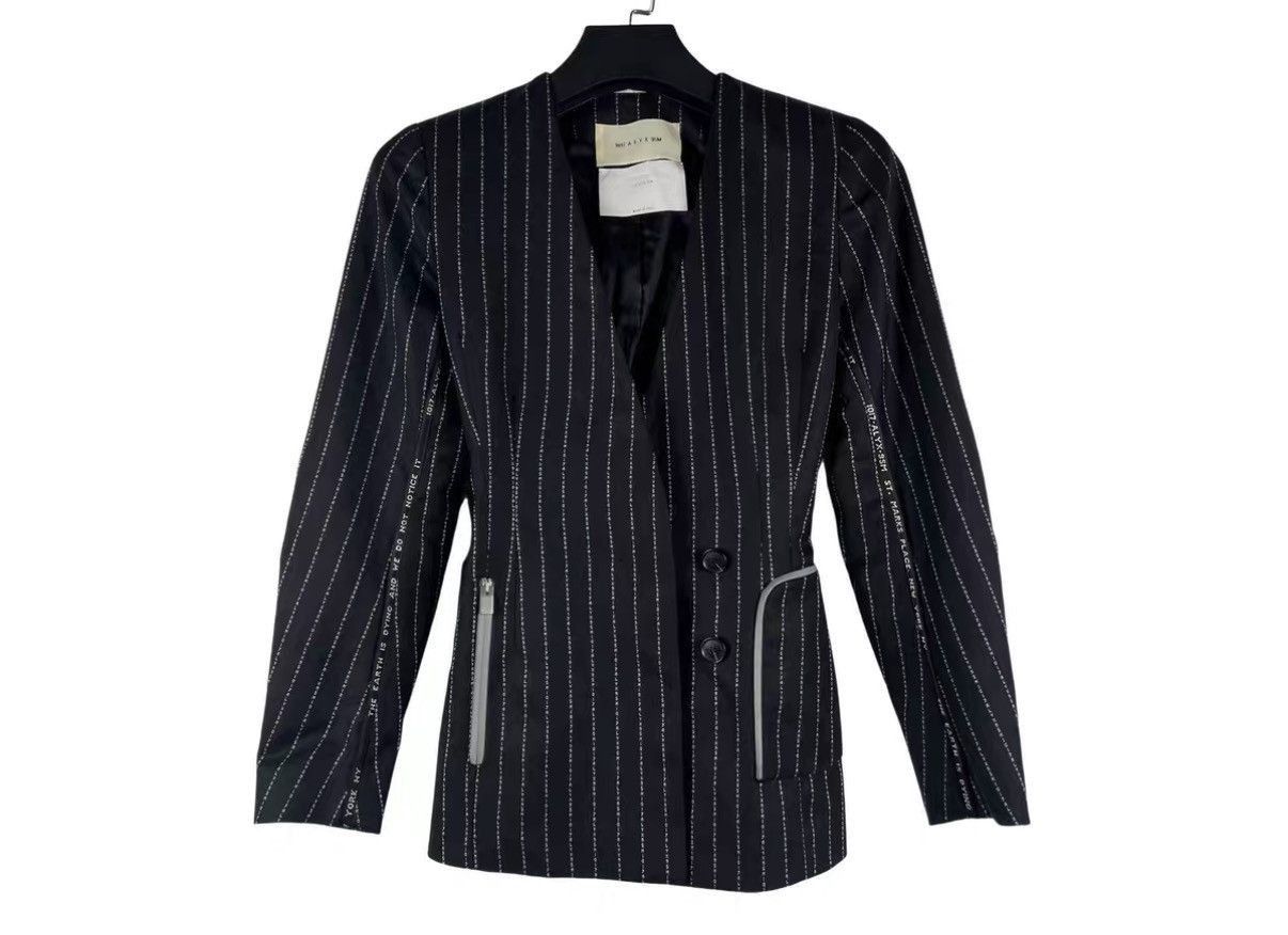 1017 ALYX 9SM Black Pinstriped Double-Breasted Light Jacket Size US S / EU 44-46 / 1 - 1 Thumbnail