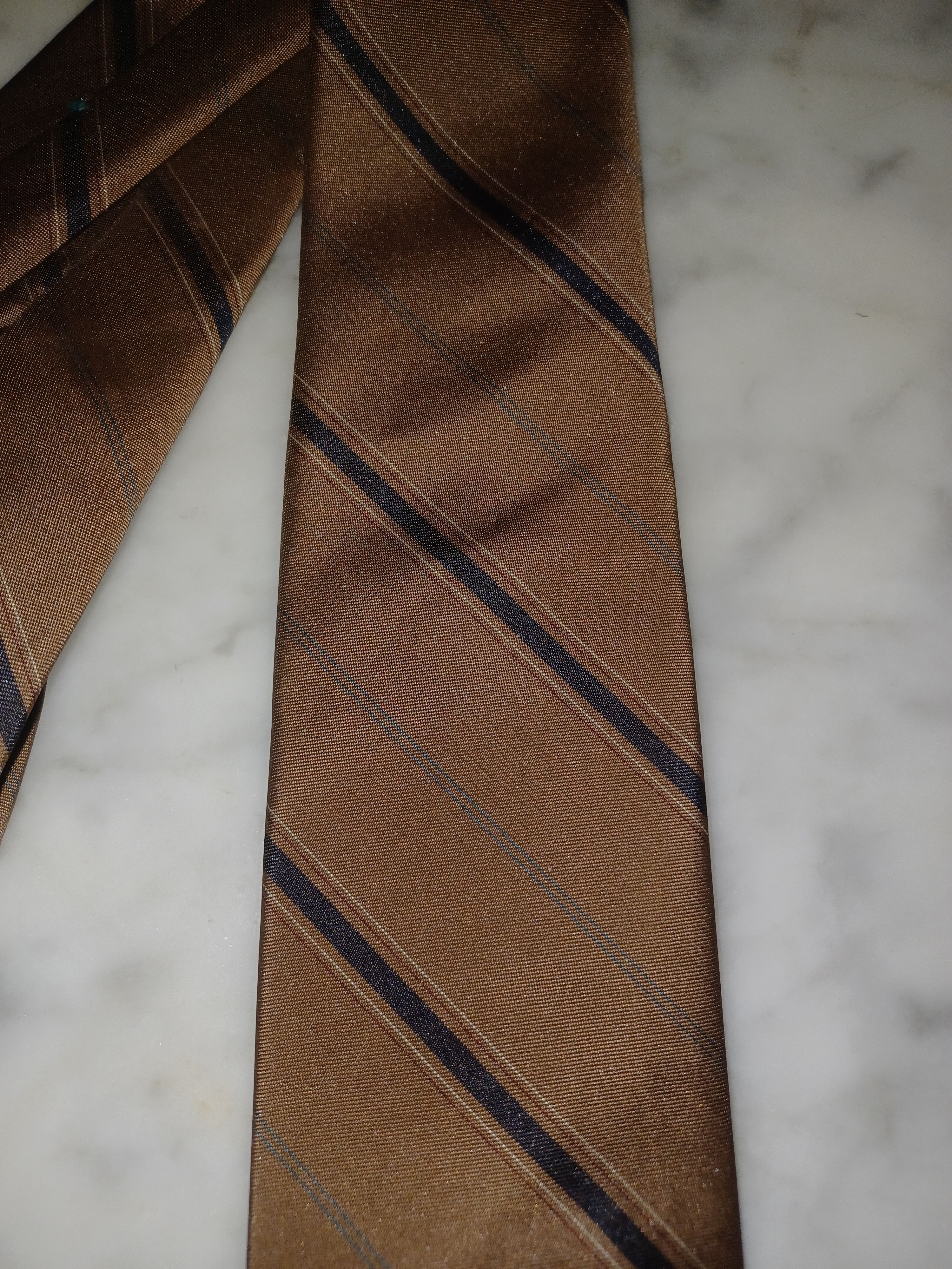 Other St. George Men's Tie Brown Diagonal Stripes Size ONE SIZE - 3 Thumbnail