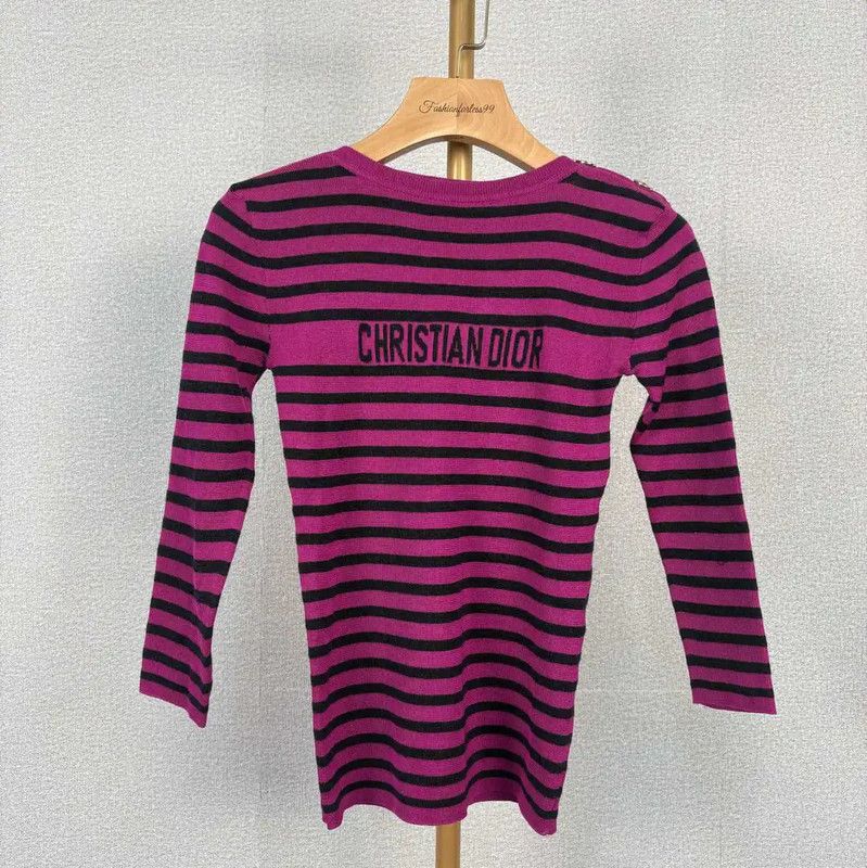 Dior Dior Pink Striped Cotton Women's Pullover 0089 Size XS / US 0-2 / IT 36-38 - 1 Thumbnail