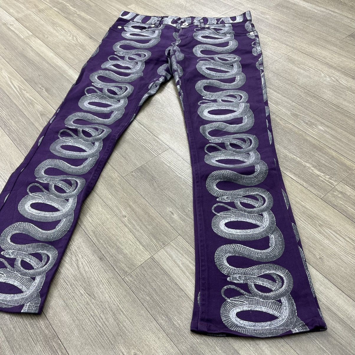 Hysteric Glamour Rare💜 1999s Hysteric Glamour Snake Printed Flared Jeans Y2K Size US 28 / EU 44 - 4 Thumbnail