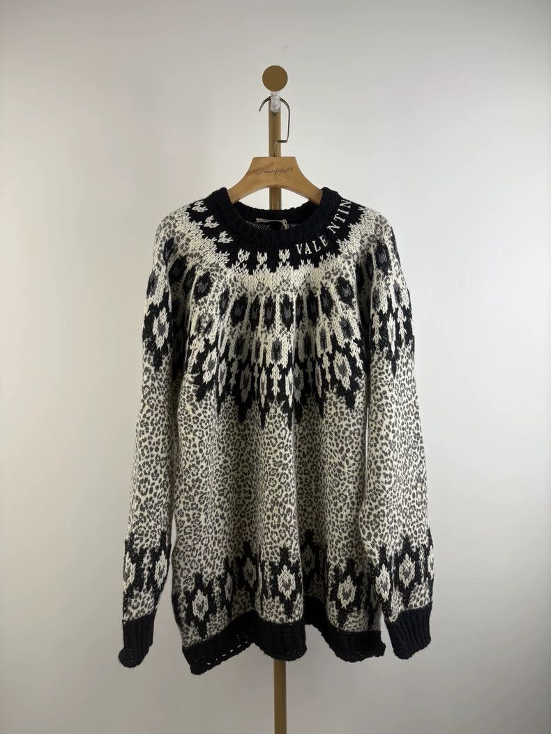 Valentino Valentino Color-blocked leopard print jacquard wool top Size S / US 4 / IT 40 - 1 Thumbnail